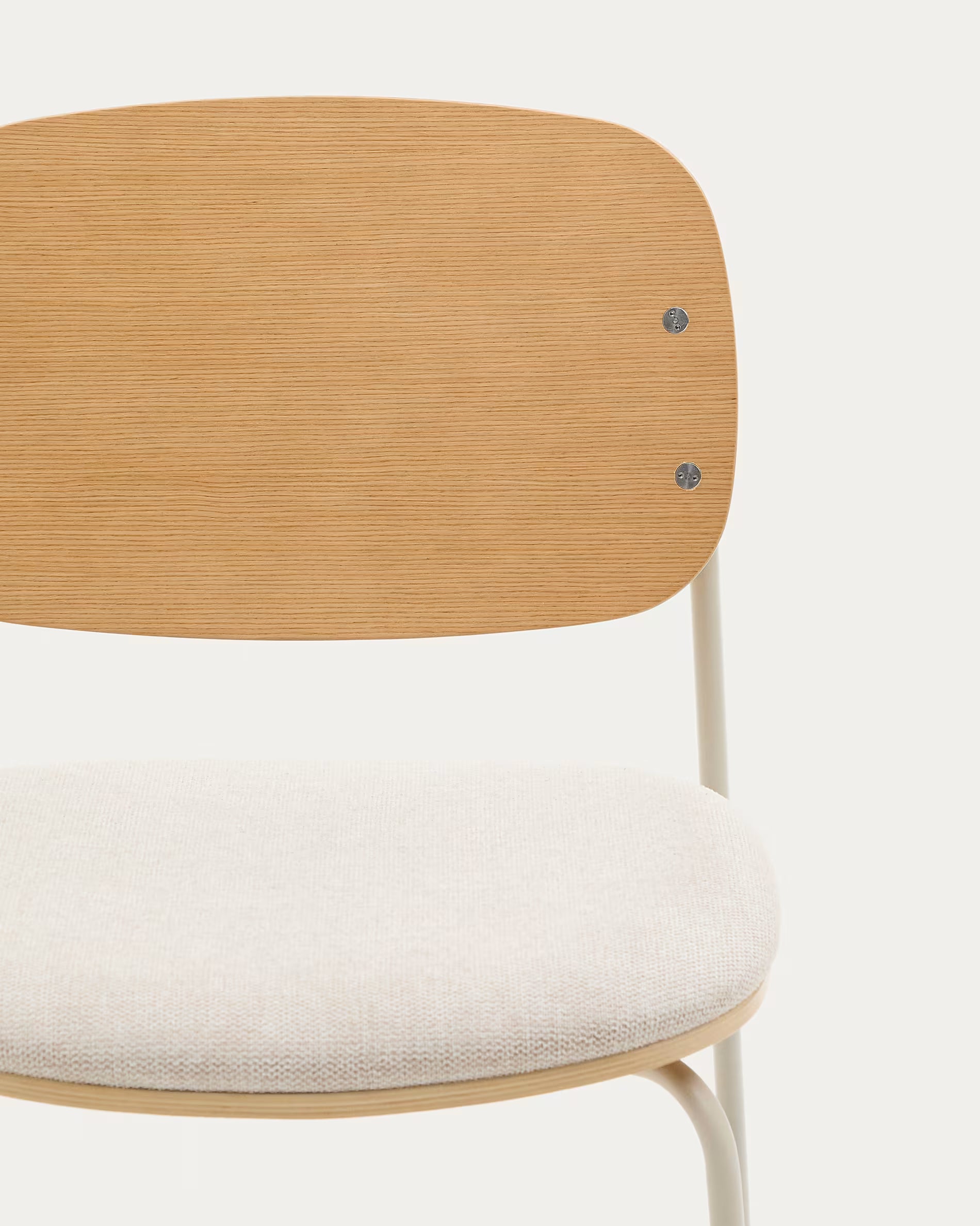 MELI Chair in Poplar Plywood with Beige Chenille Seat