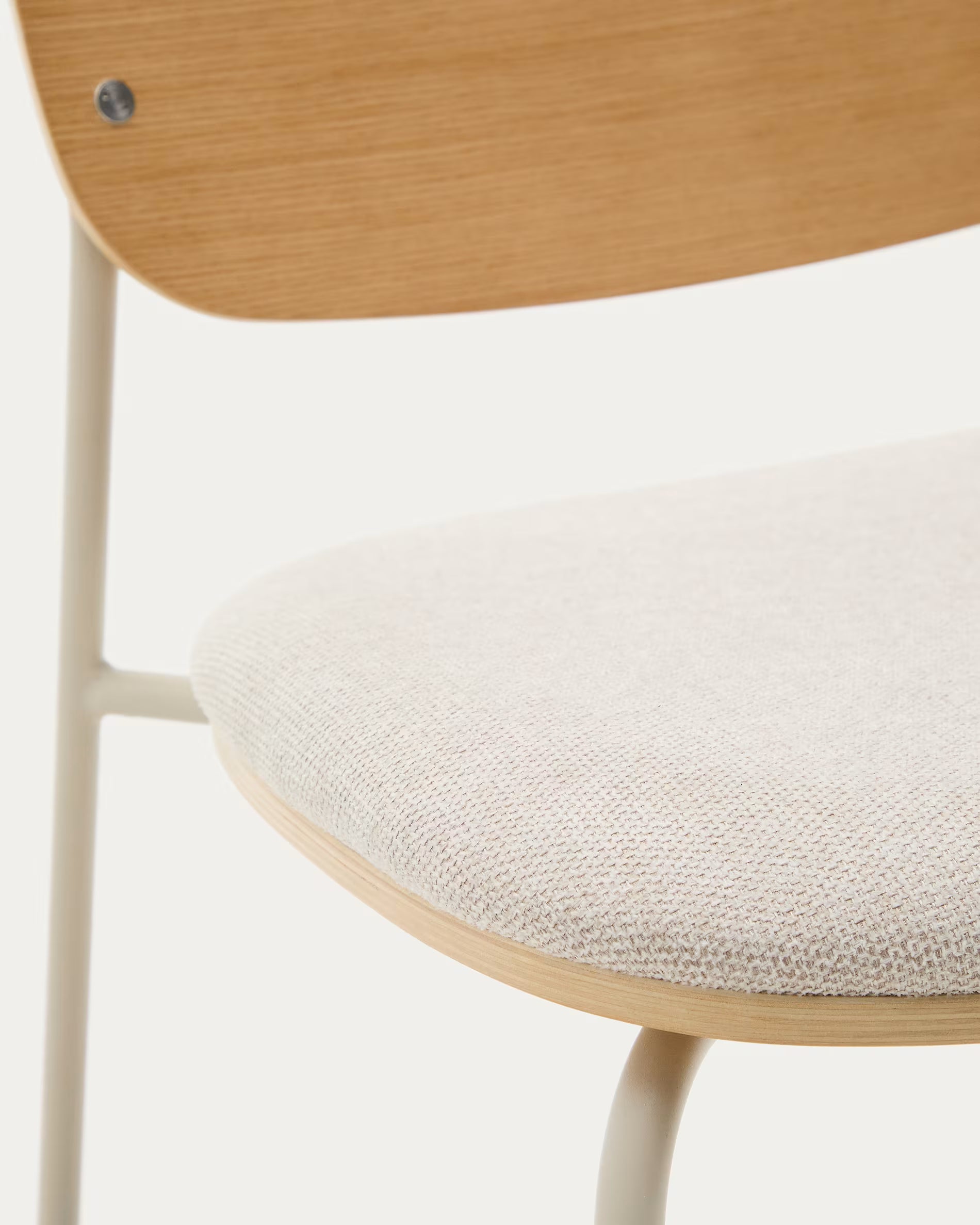 MELI Chair in Poplar Plywood with Beige Chenille Seat