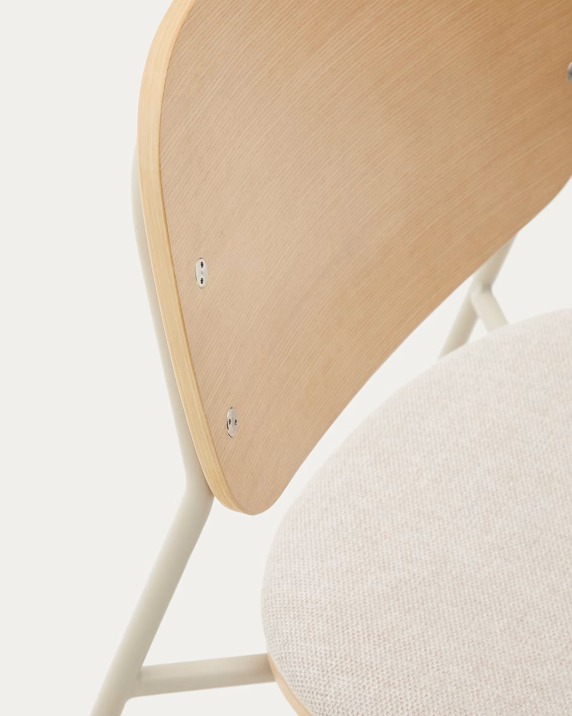 MELI Chair in Poplar Plywood with Beige Chenille Seat