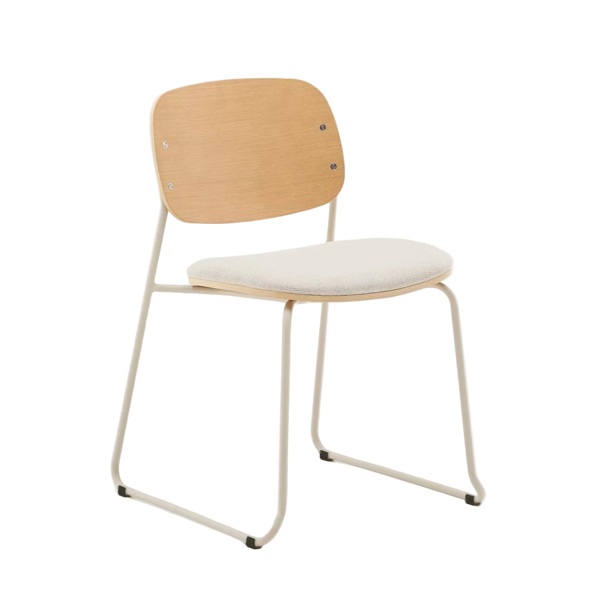 MELI Chair in Poplar Plywood with Beige Chenille Seat