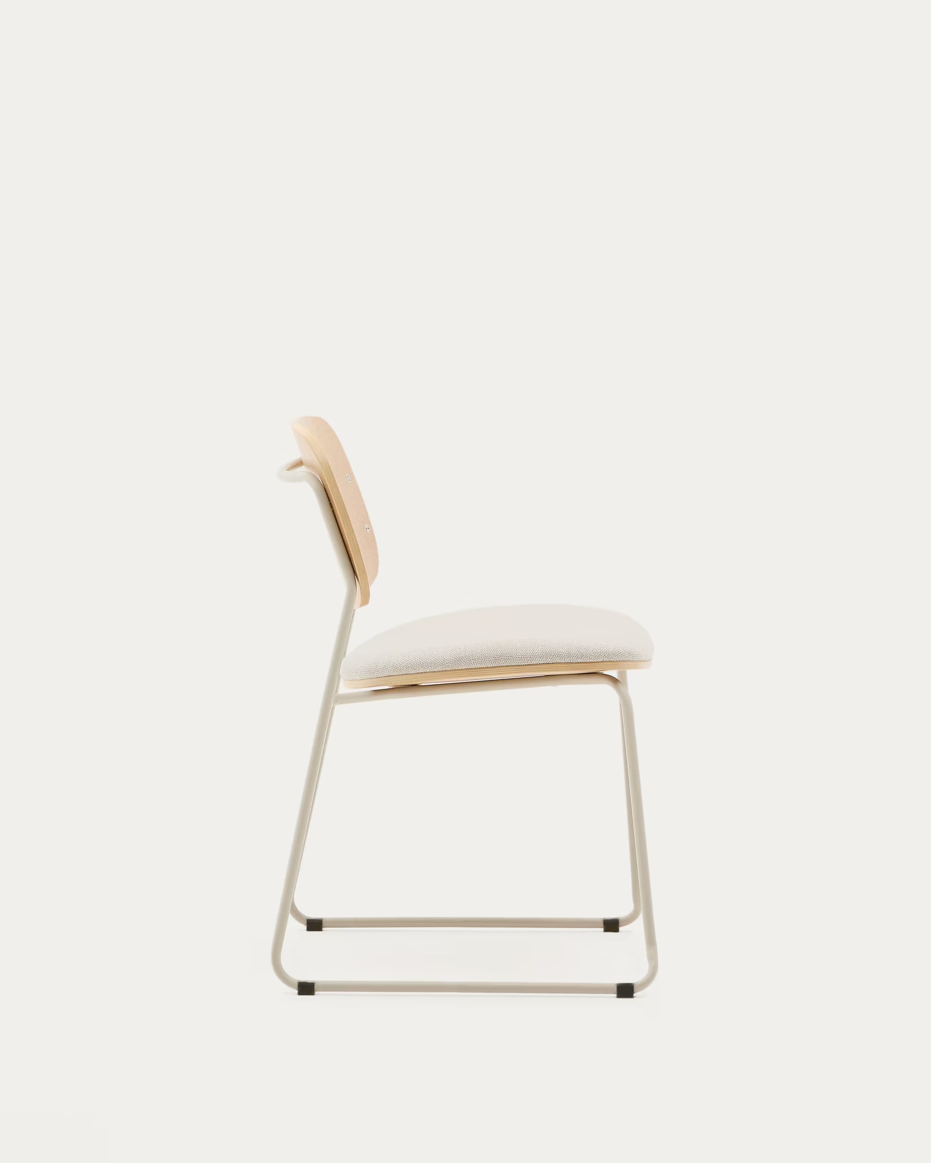 MELI Chair in Poplar Plywood with Beige Chenille Seat