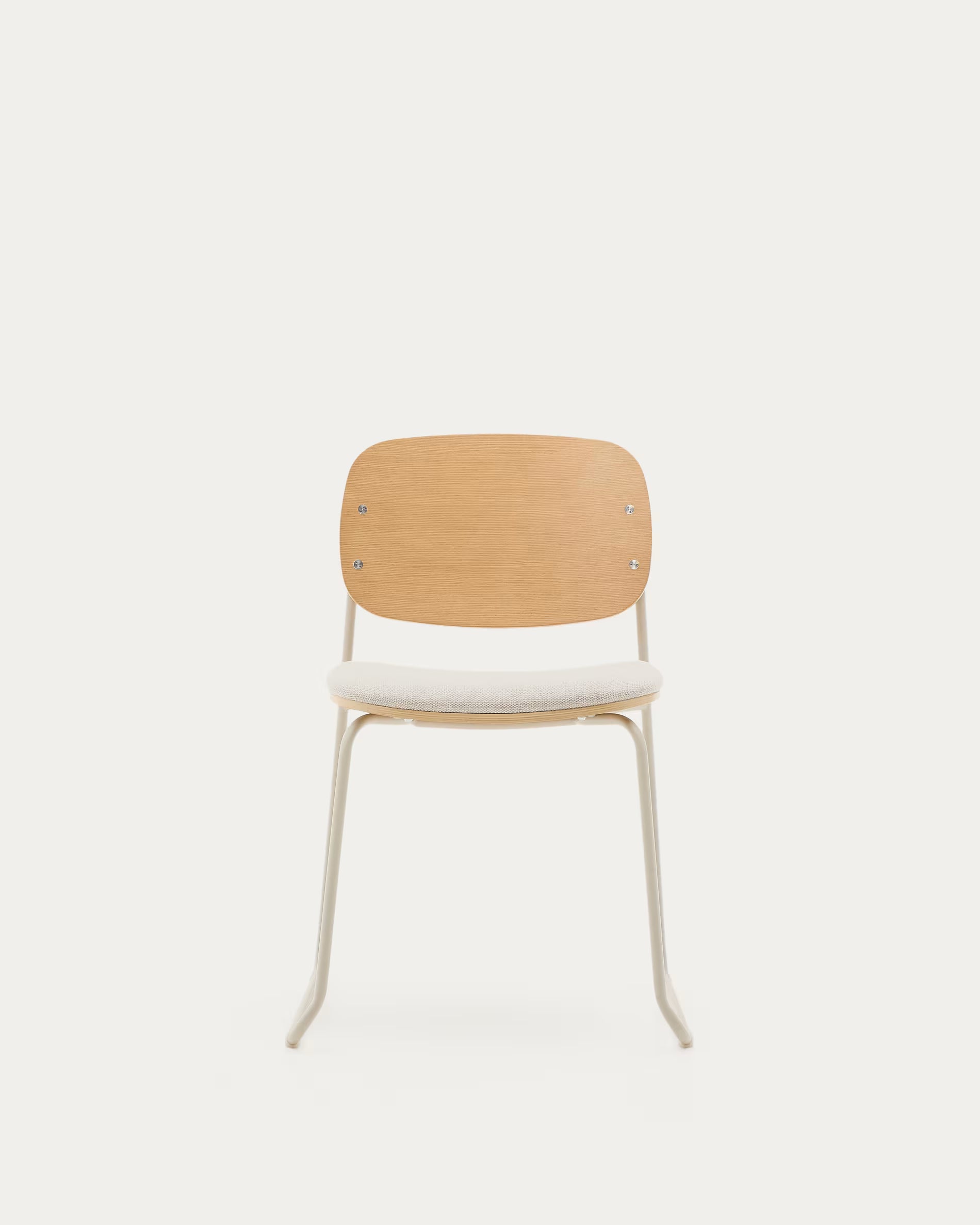 MELI Chair in Poplar Plywood with Beige Chenille Seat