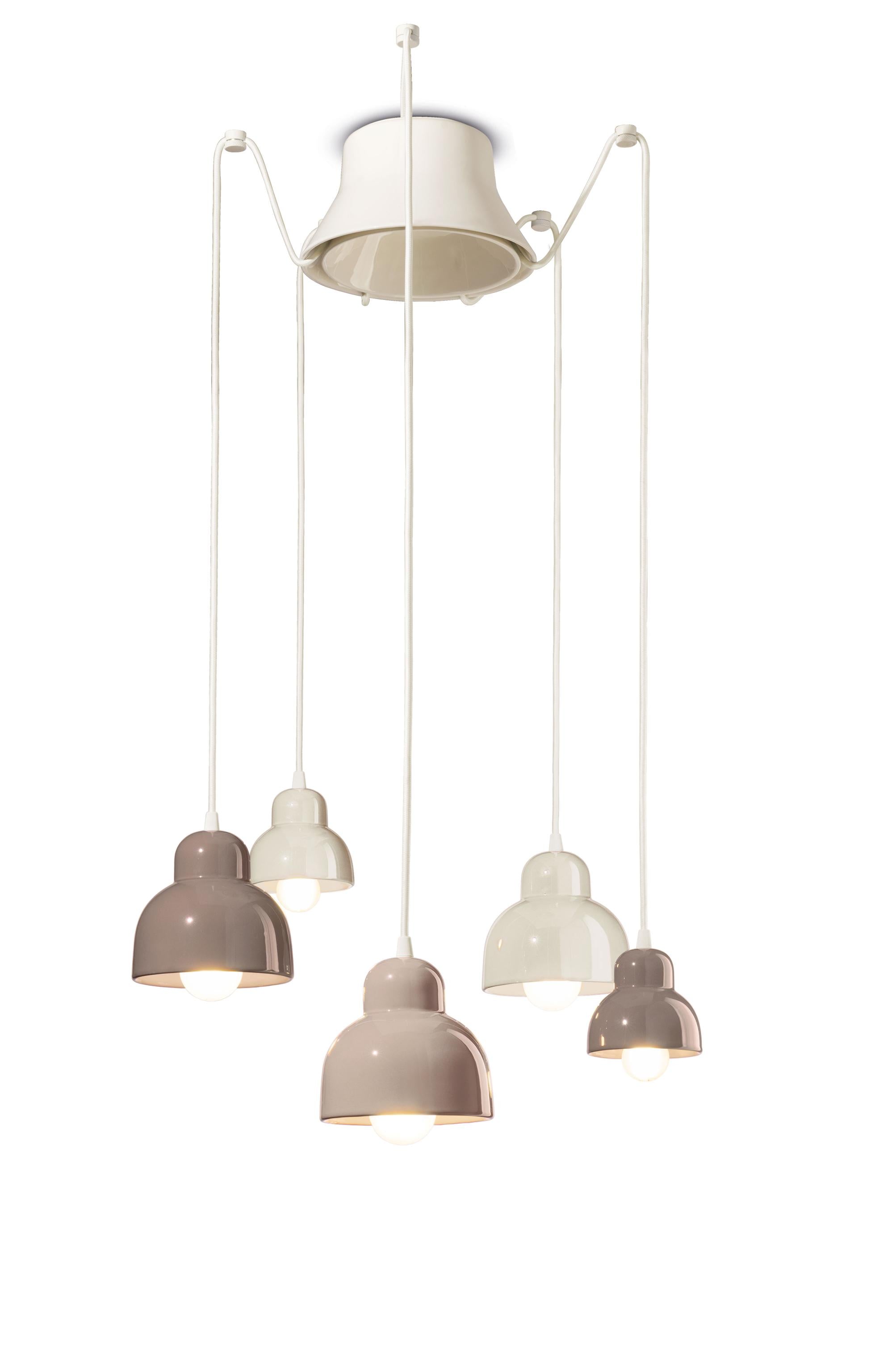 BERIMBAU MIX cream ceramic chandelier with mocha and beige