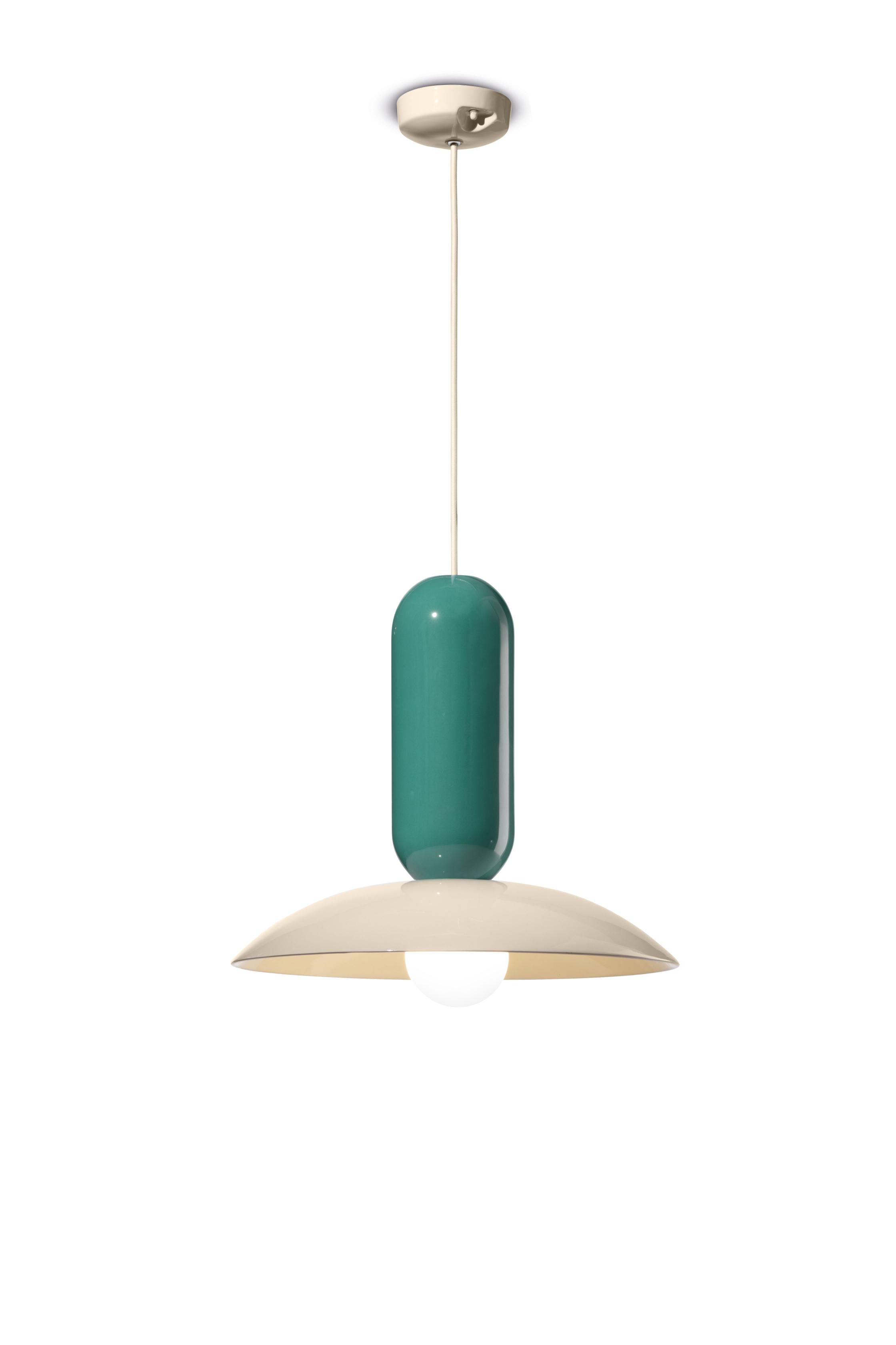 Závěsná keramická lampa PAU tyrkysová s krémovou