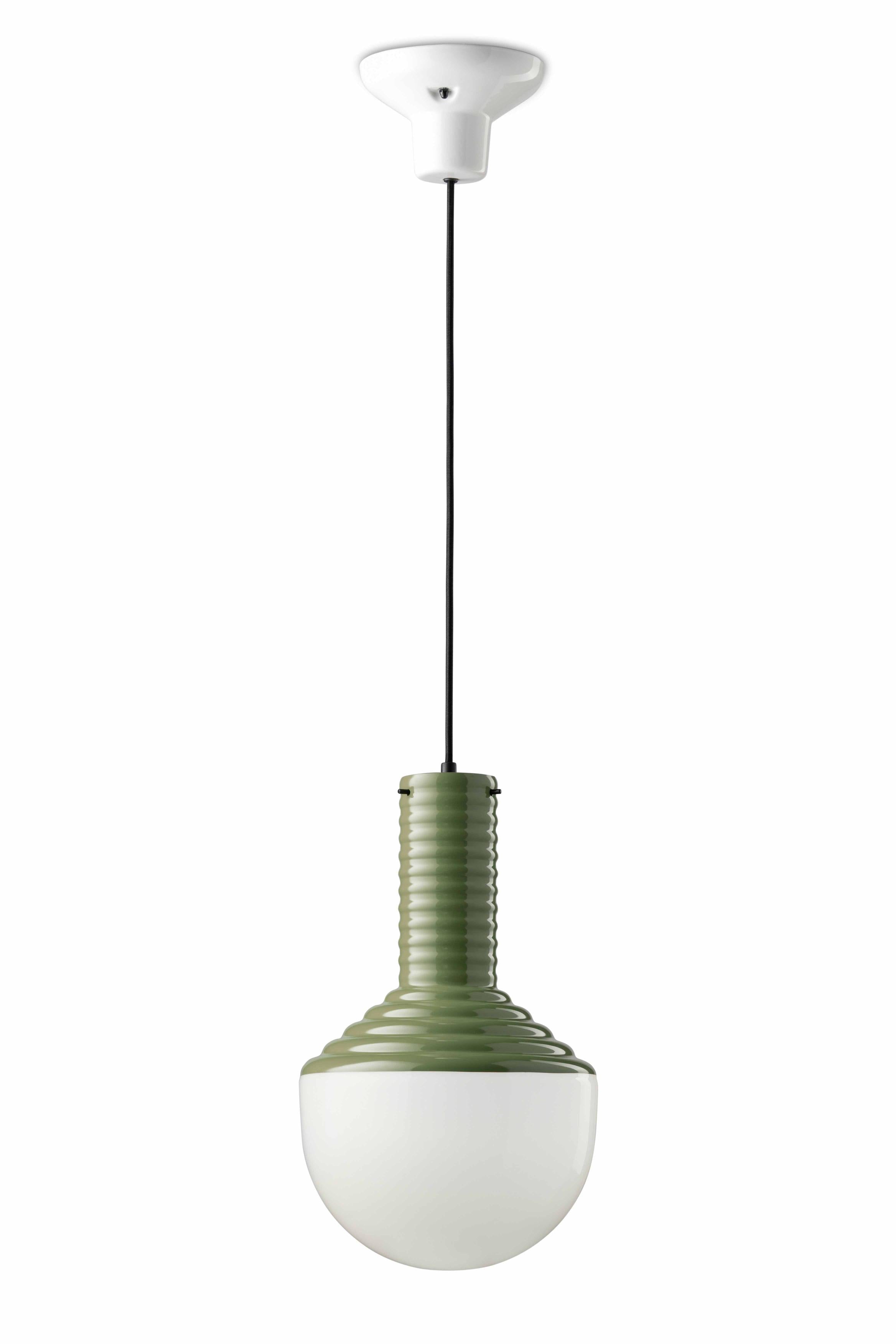 Ceramic pendant lamp SELARÒN sage green