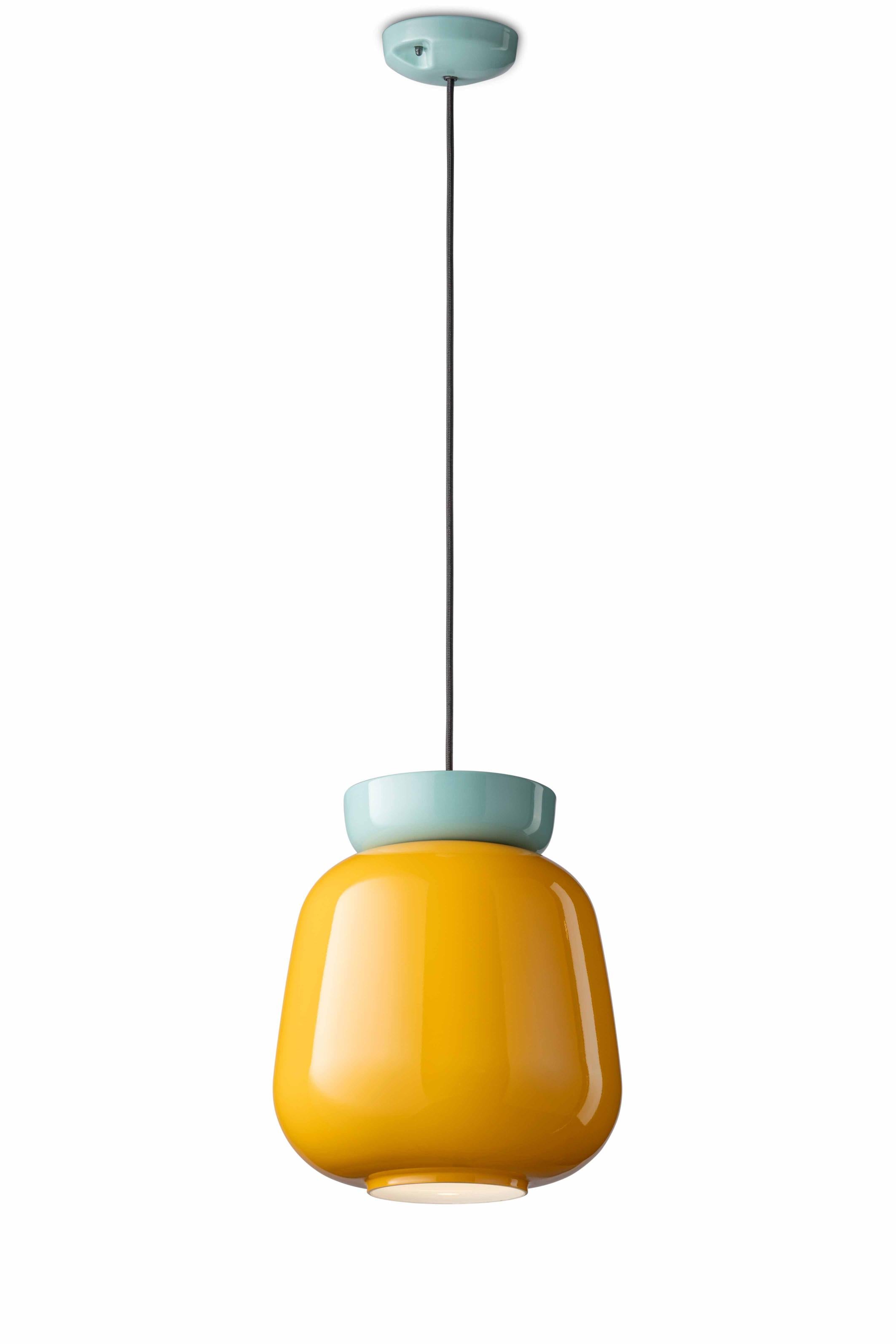 Závěsná keramická lampa CORCOVADO žlutá s modrou