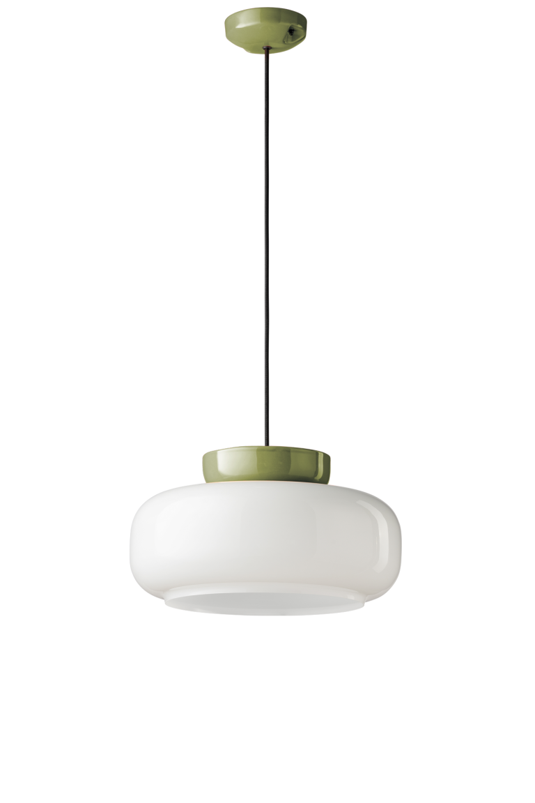 Závěsná keramická lampa MARACANÀ mléčná se šalvějovou