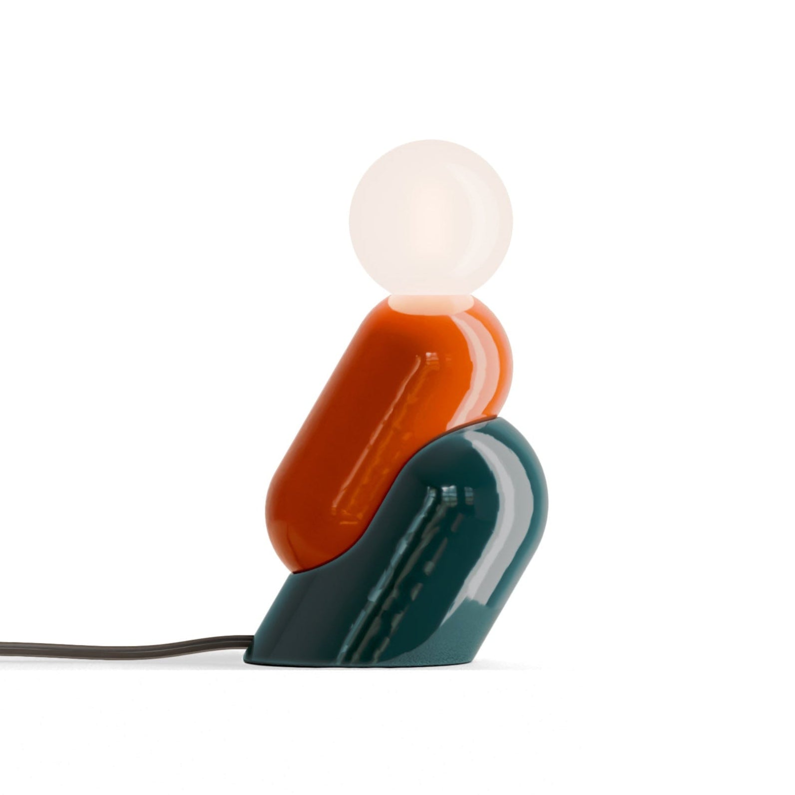 Keramická stolní lampa TATA oranžová se zeleným petrolovým odstínem