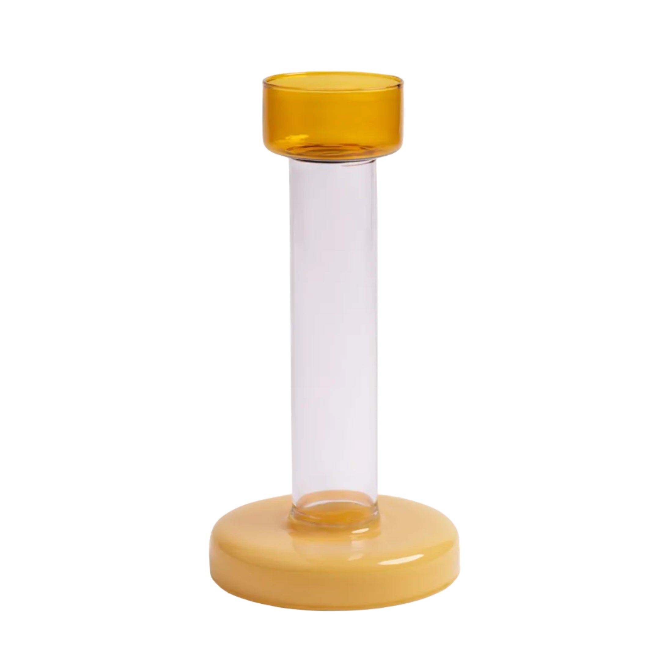 Svícen na tealight BOLE žlutý s růžovým