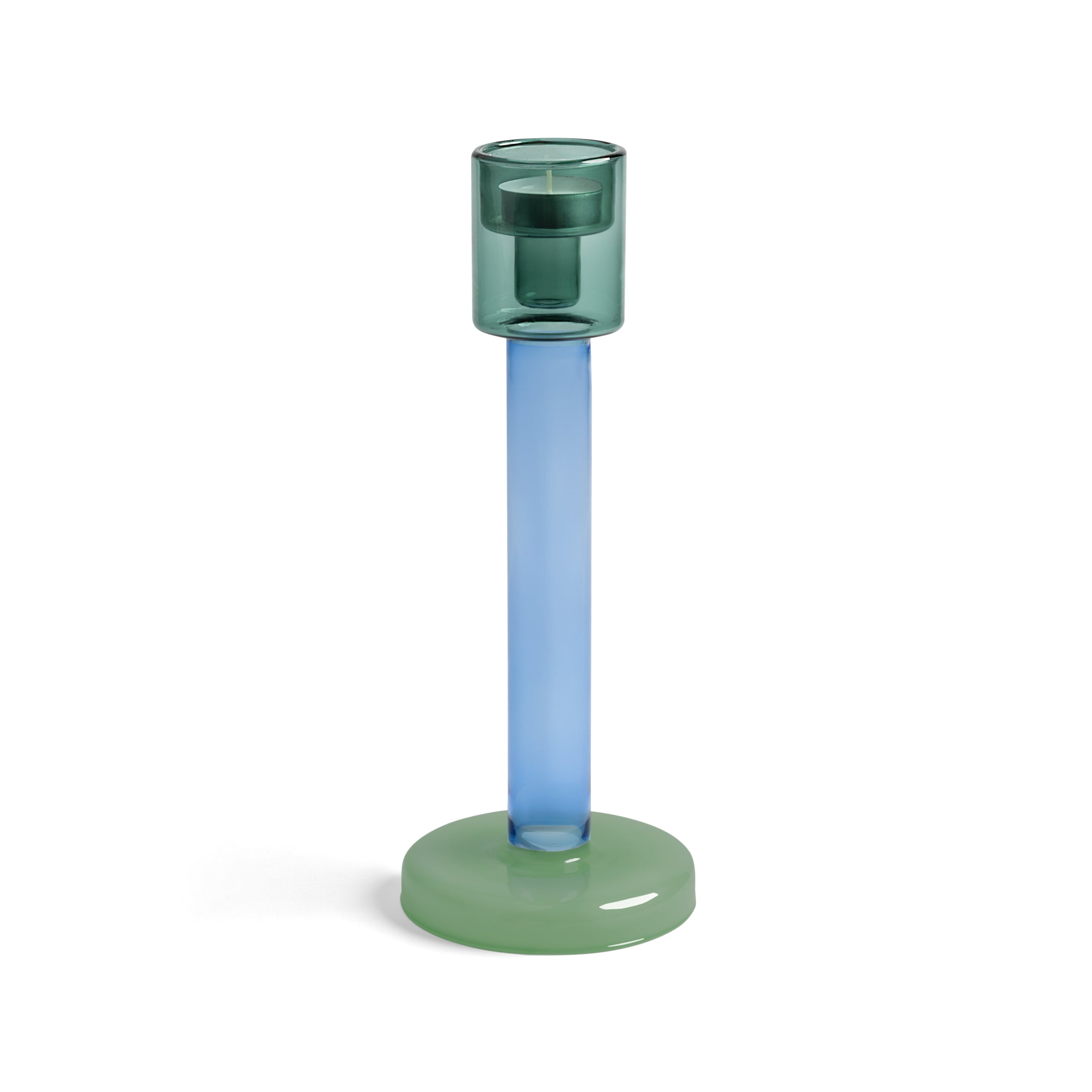 Blue BOLE Candle Holder with Green