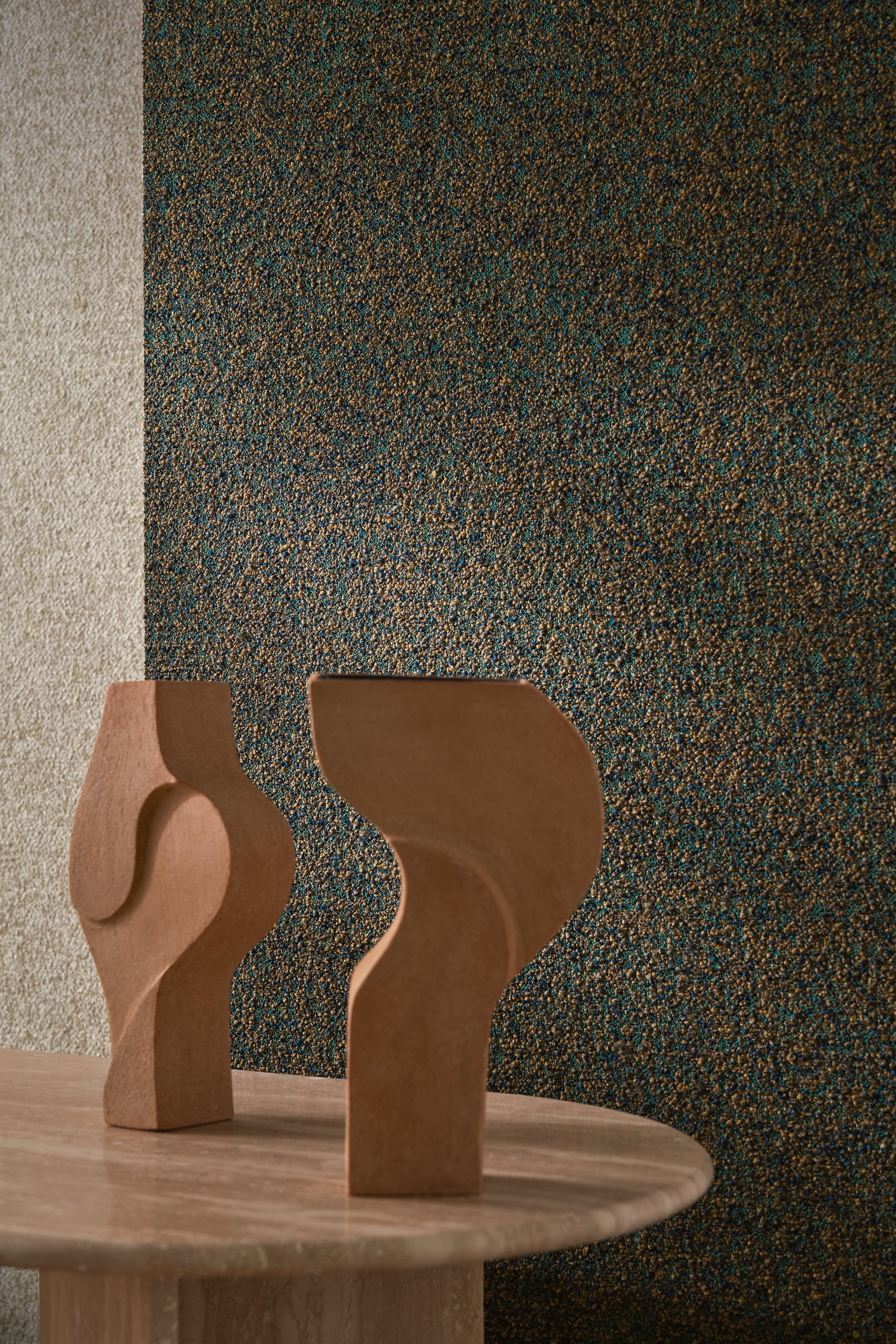 Textilní strukturovaná tapeta boucle ETREINTE - CAMEL oranžová
