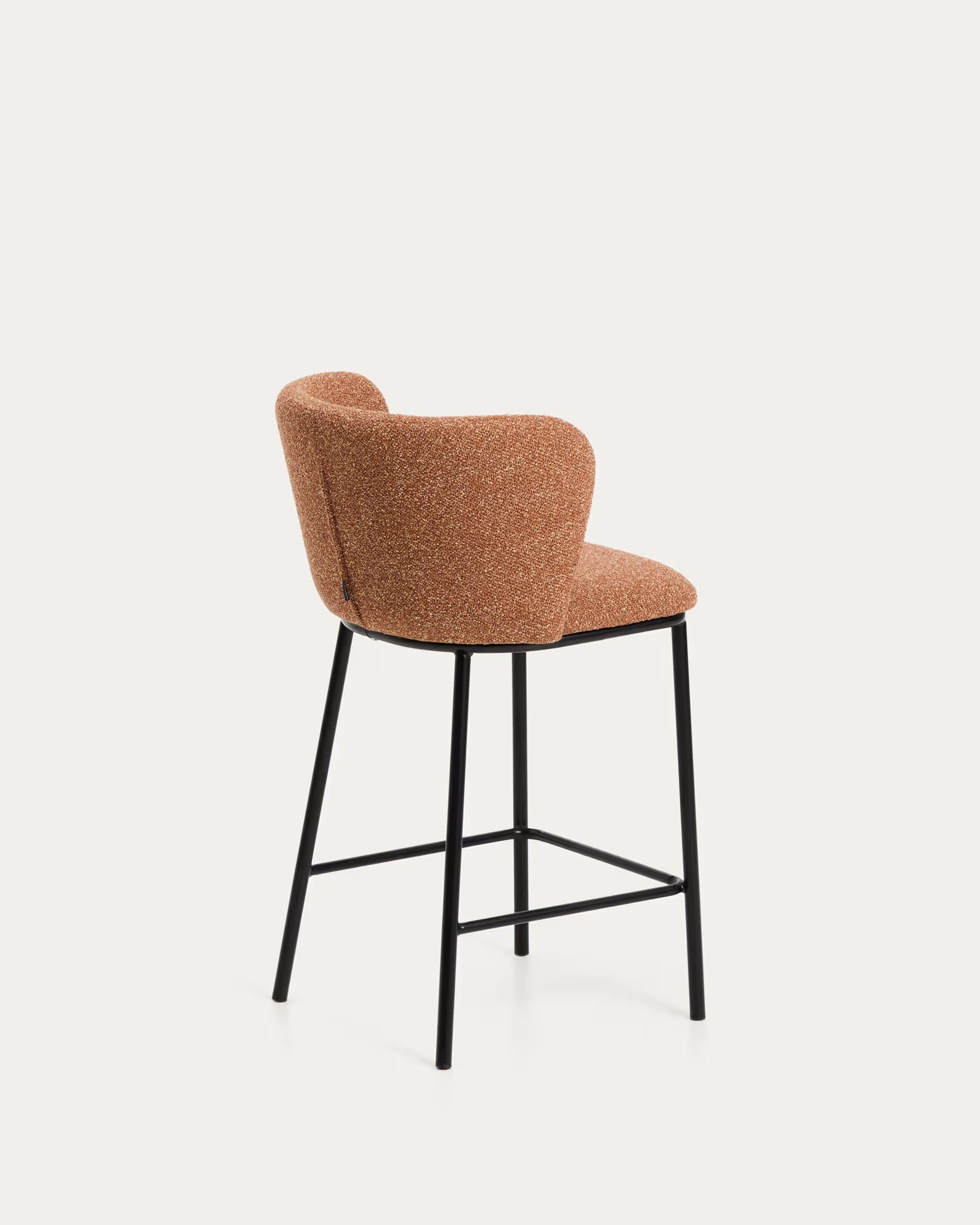 Bar stool CISELIA brick chenille with black base