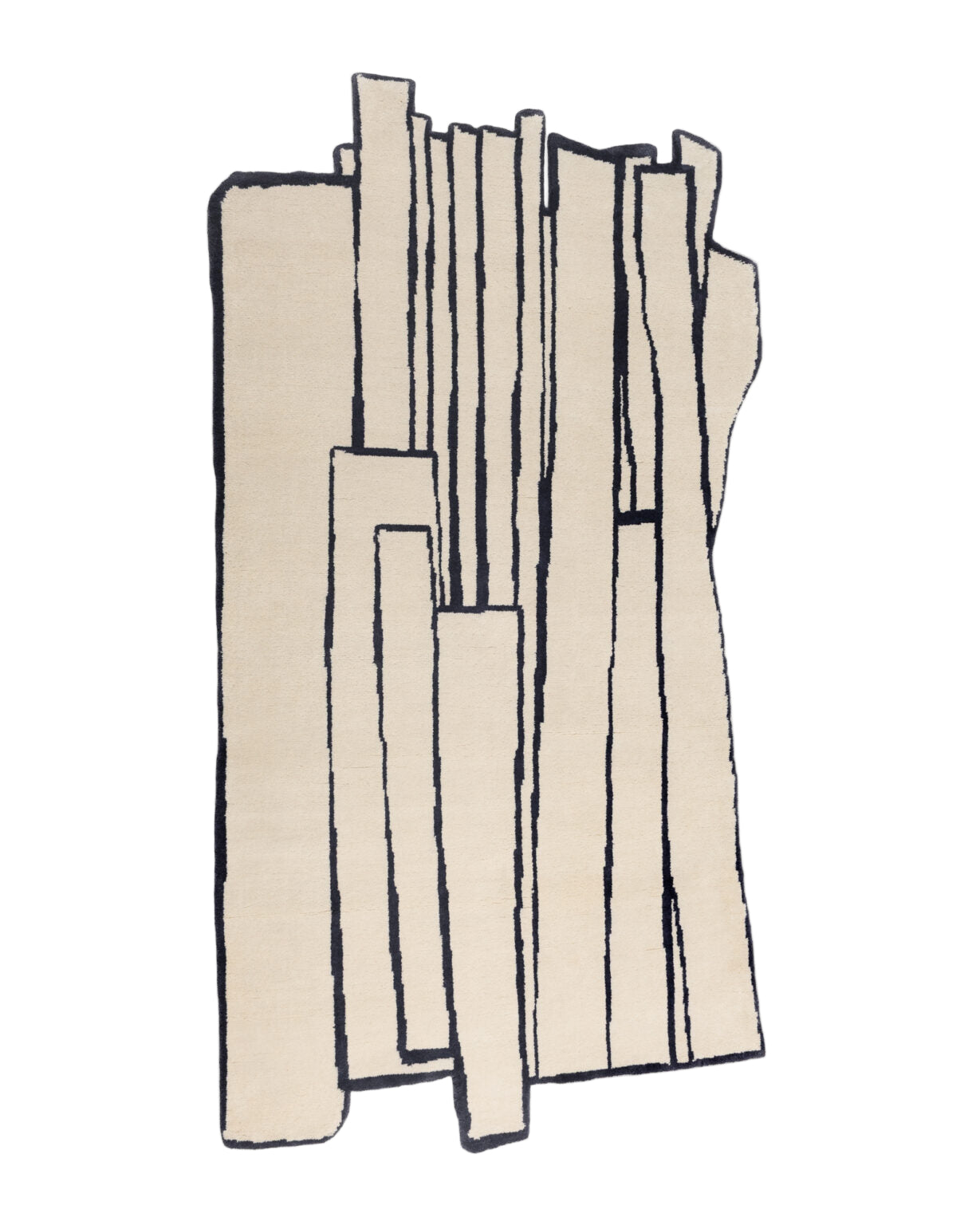 Asymetrická dekorativní koberec CONTOUR šedobéžový s černou