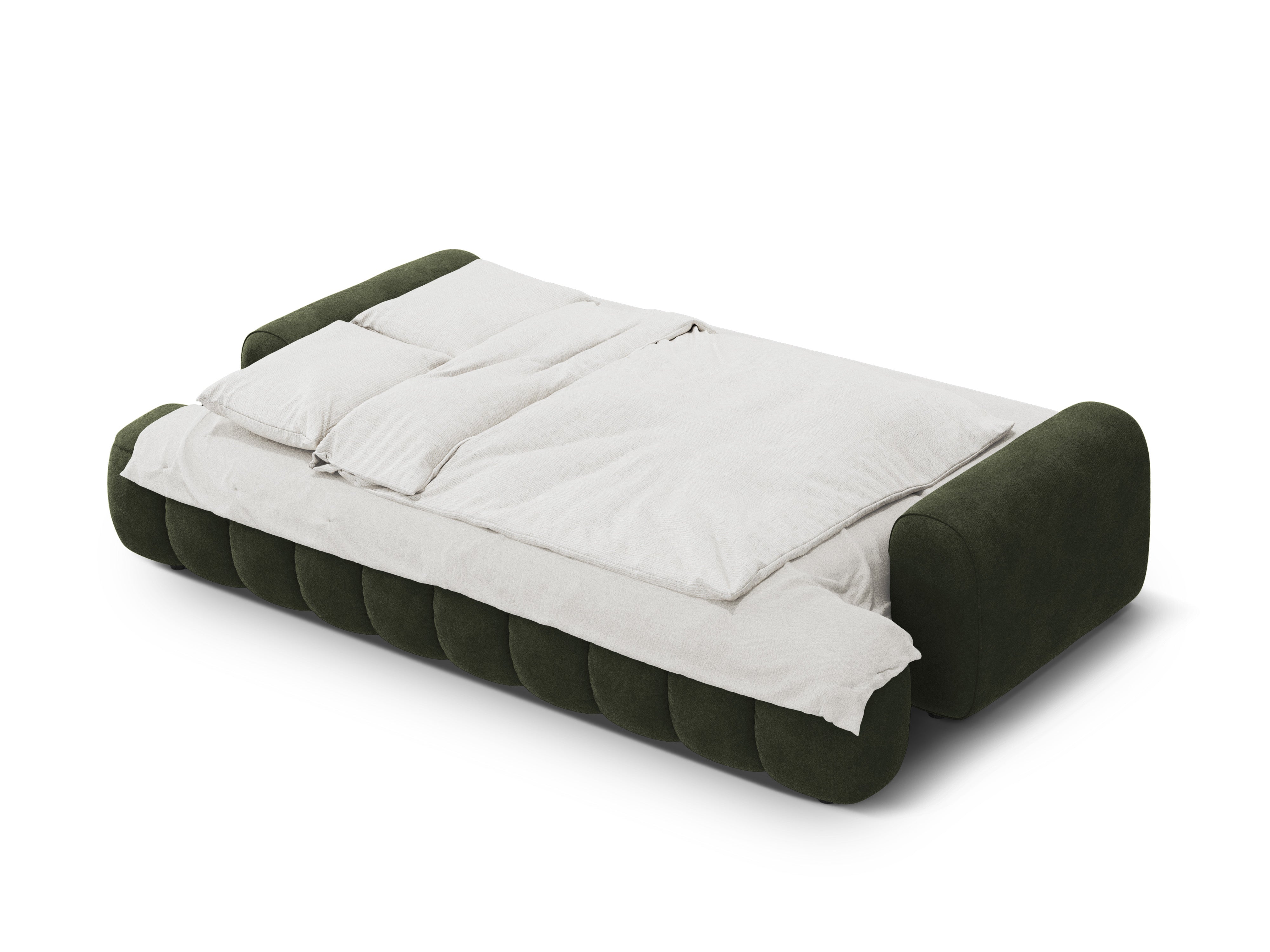 Sofa sametová s funkcí spaní pro 4 osoby LINZ zelená