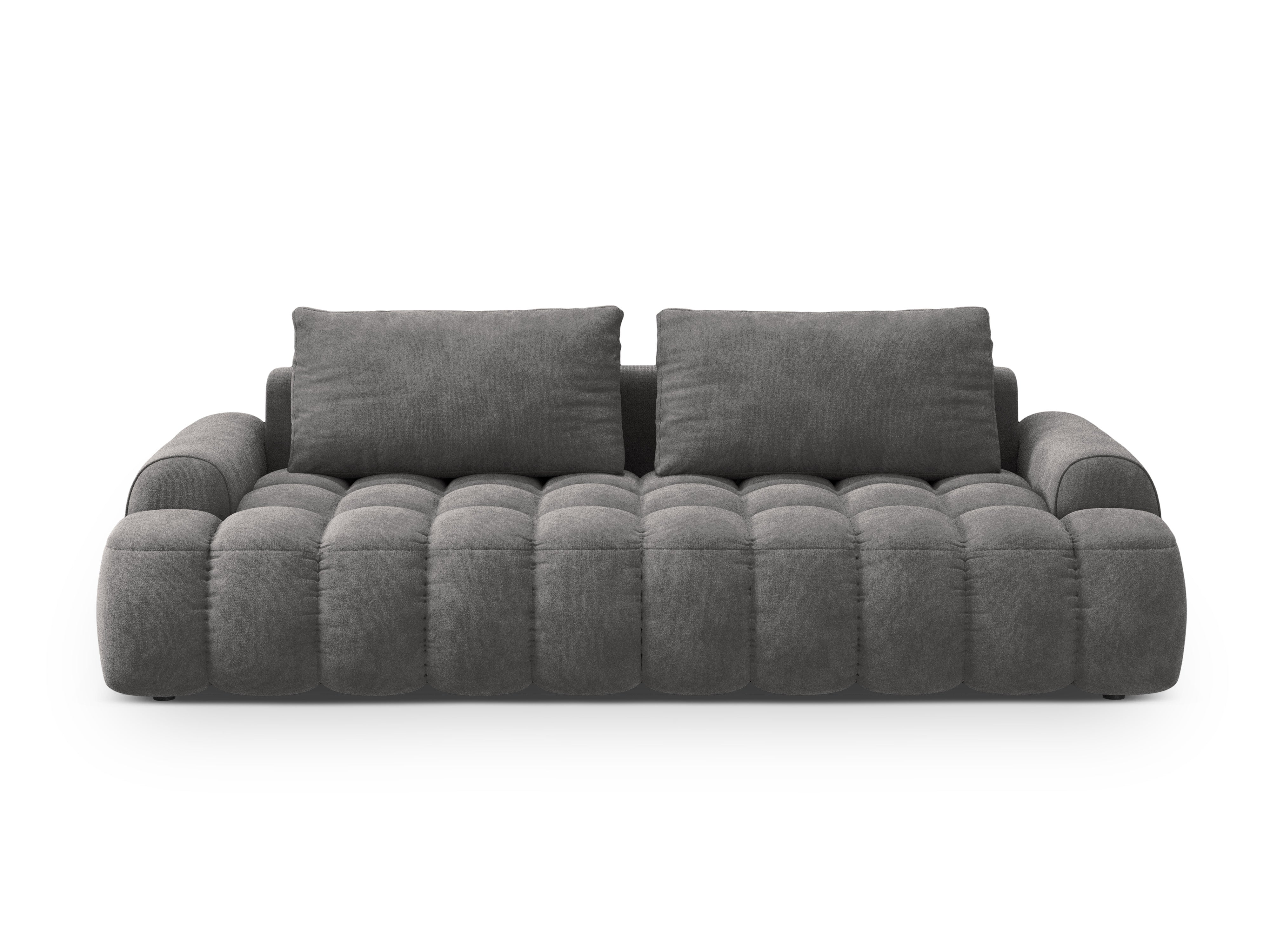 Velvet sofa with sleeping function for 4 people LINZ dark gray