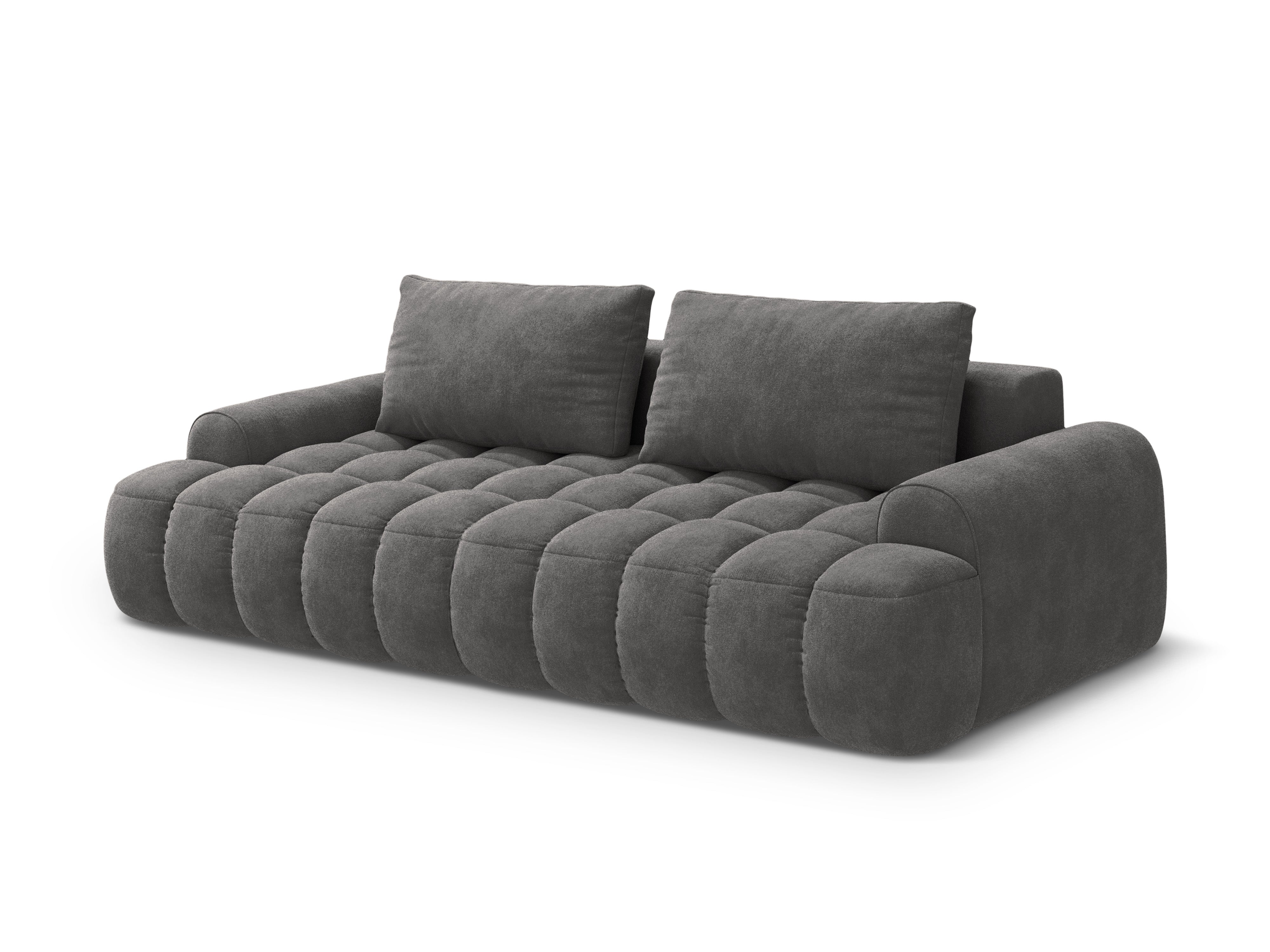 Velvet sofa with sleeping function for 4 people LINZ dark gray