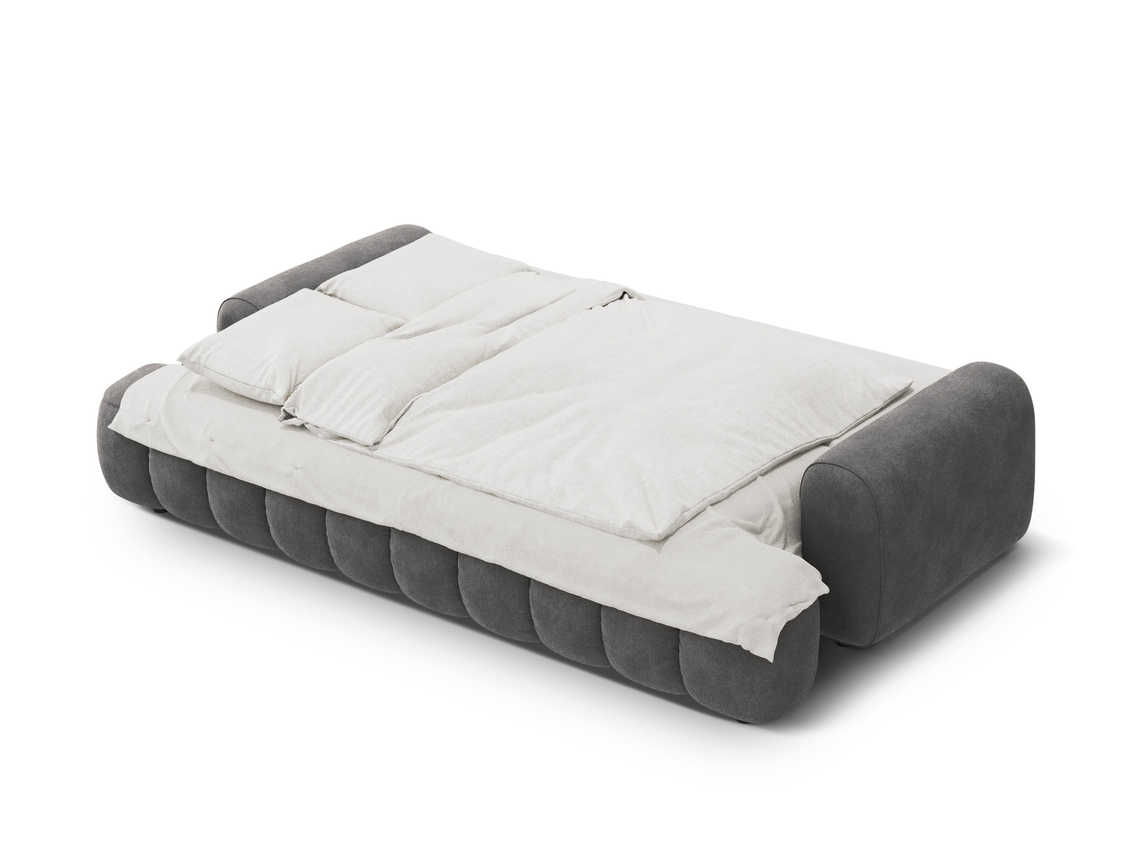 Velvet sofa with sleeping function for 4 people LINZ dark gray