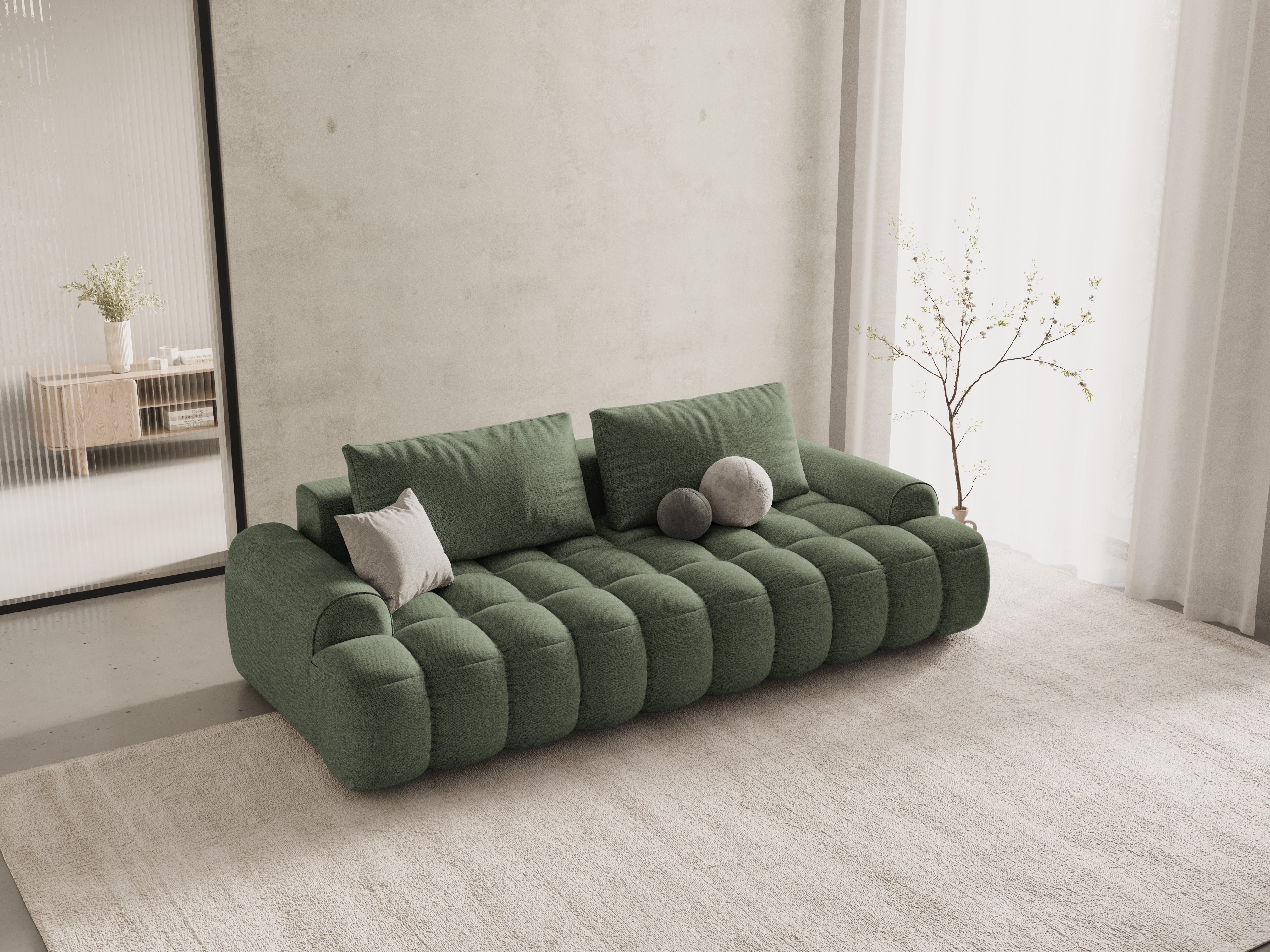 Sofa with sleeping function for 4 people LINZ olive green