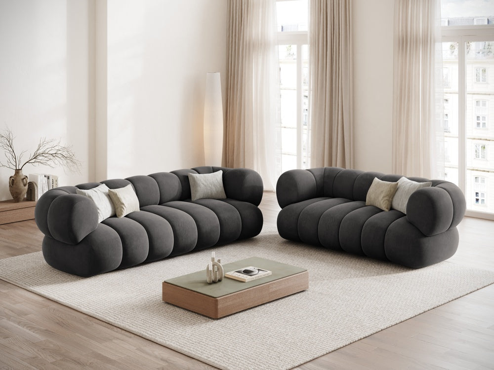 2-seater velvet sofa KOGE dark gray