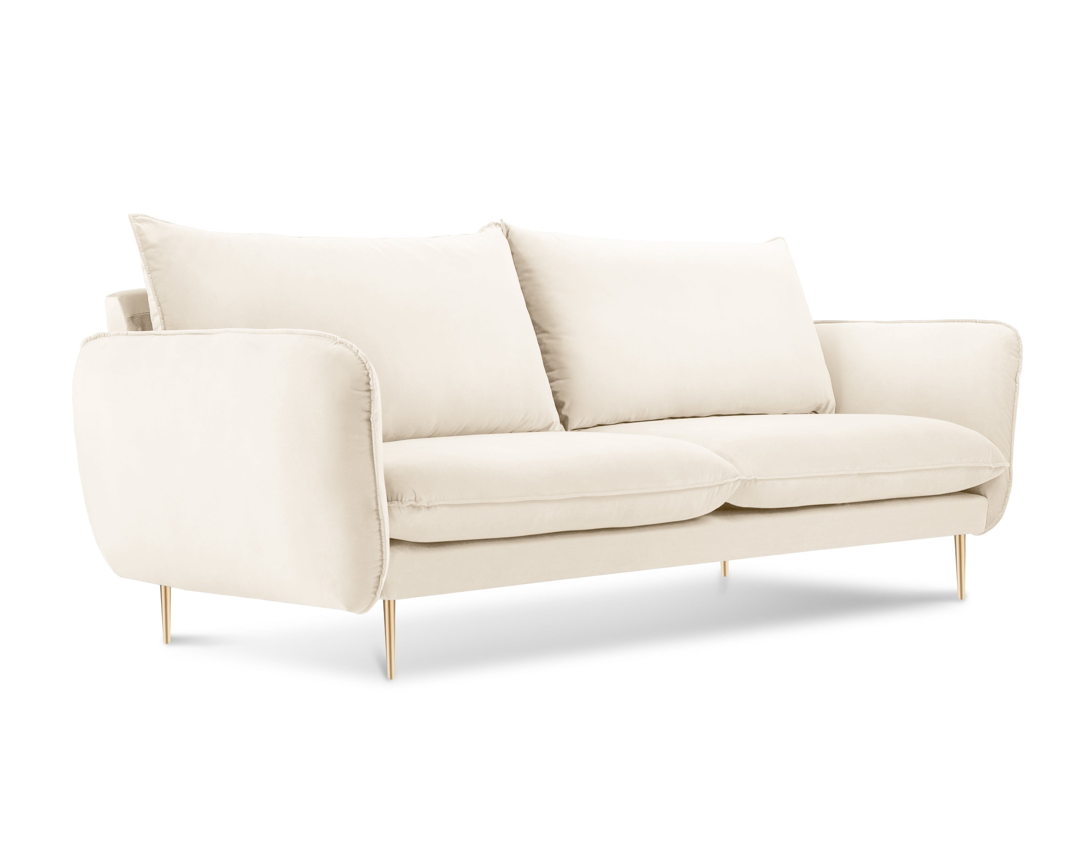 Sofa sametová 2-osobová VIENNA béžová se zlatým podstavcem