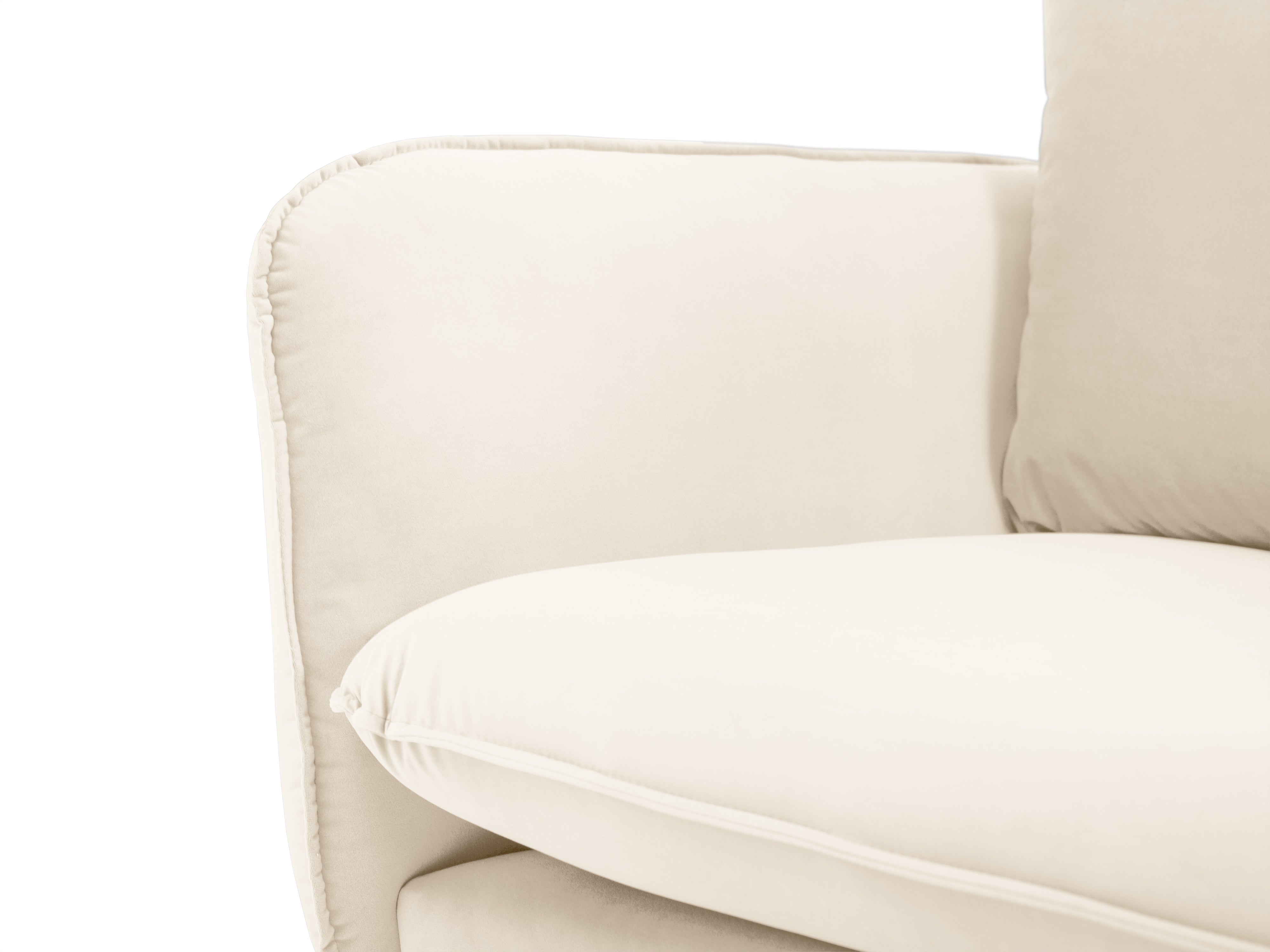 Sofa sametová 2-osobová VIENNA béžová se zlatým podstavcem