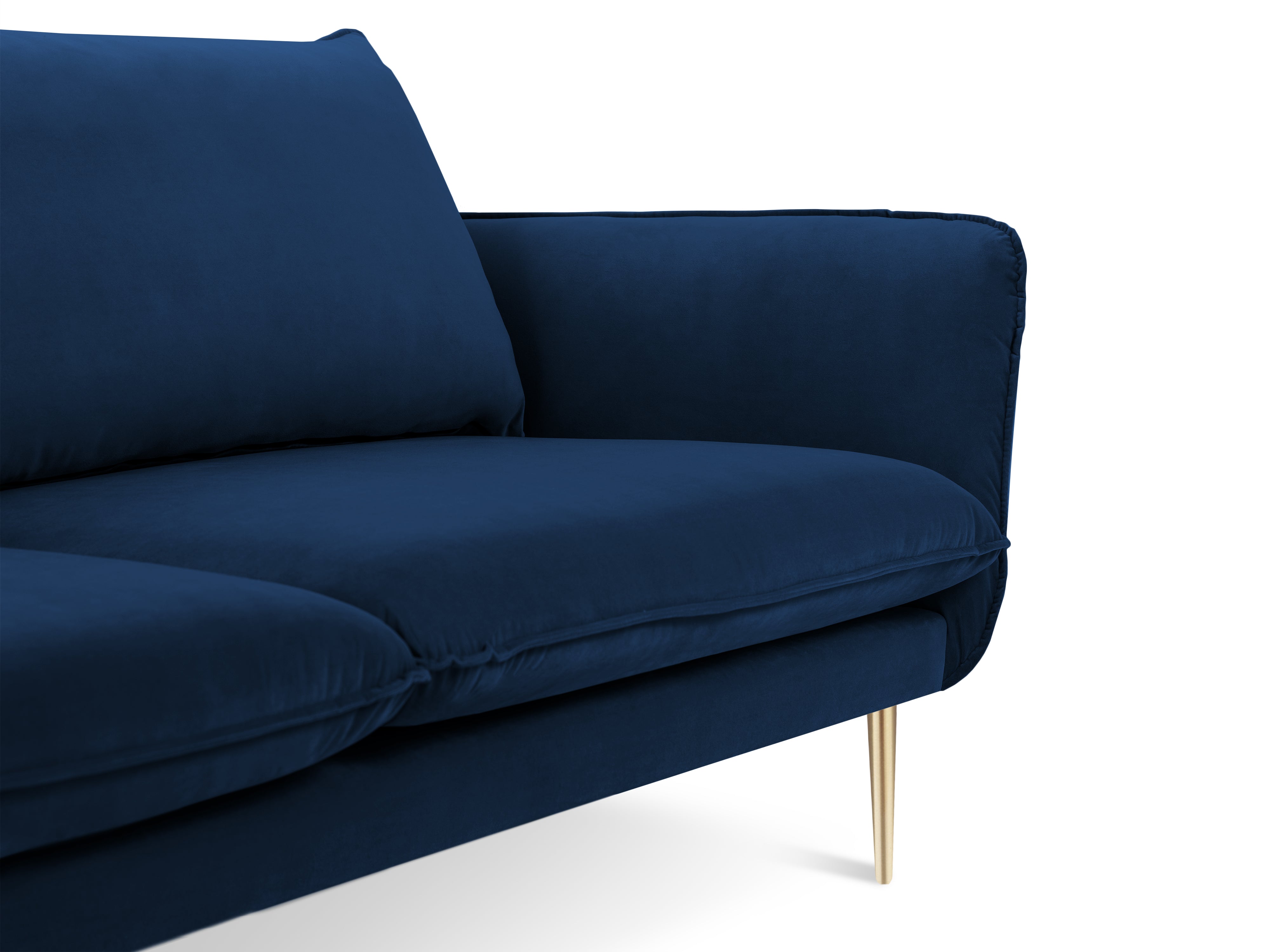 Velvet 2-seater Sofa VIENNA royal blue with a gold base
