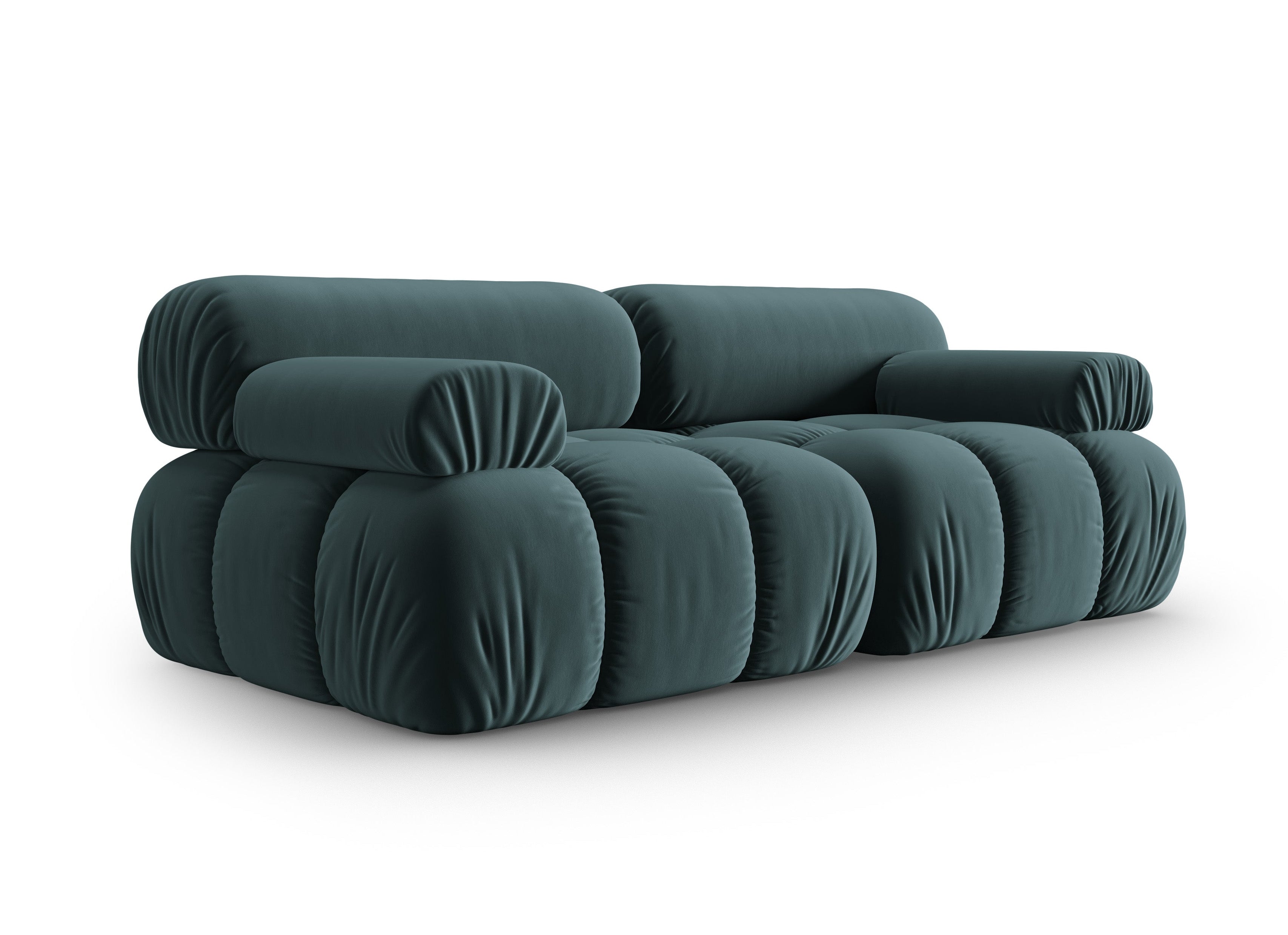 Sofa sametová 2-osobová CORTINA tyrkysová