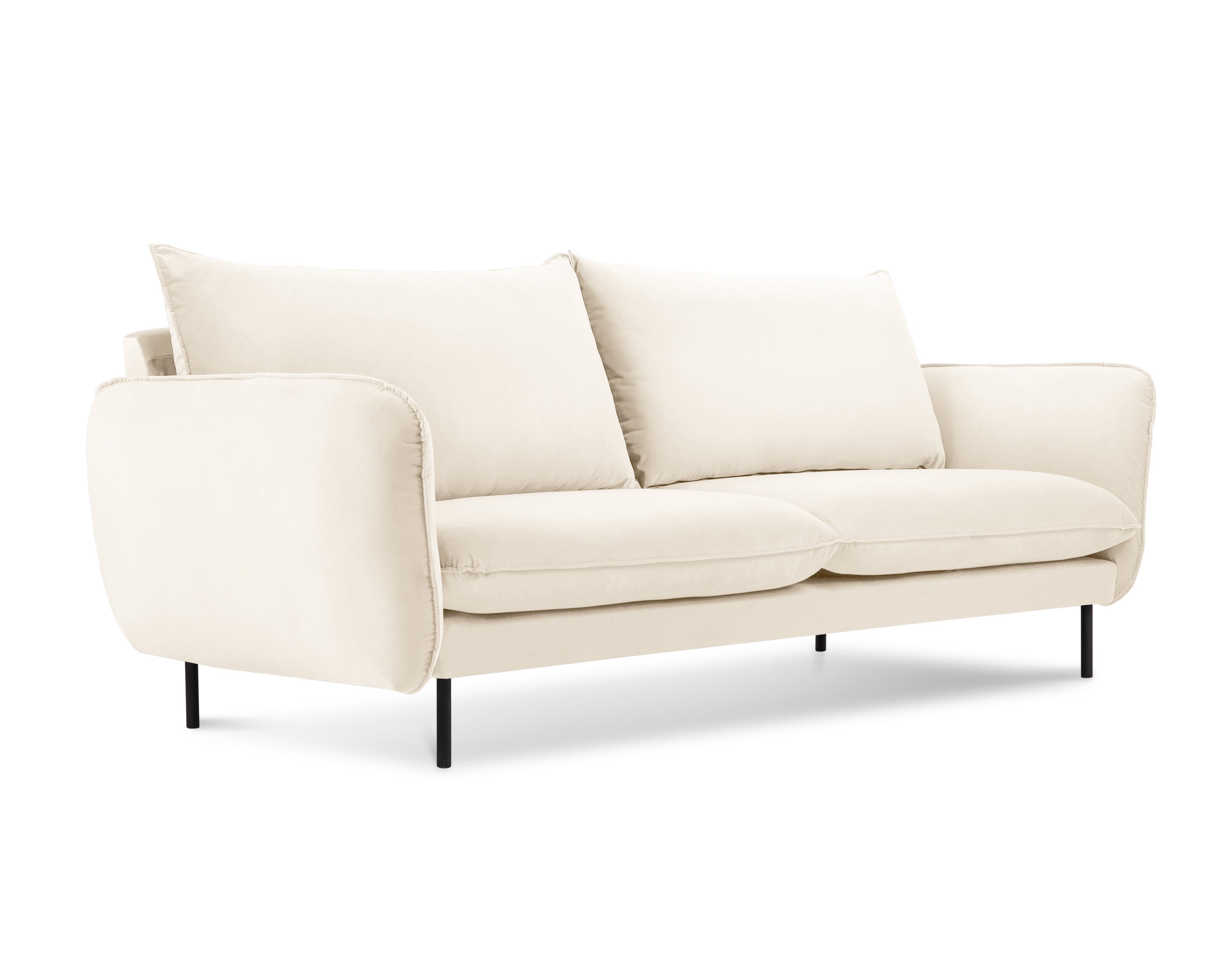 Sofa sametová 2-osobová VIENNA béžová s černým podstavcem