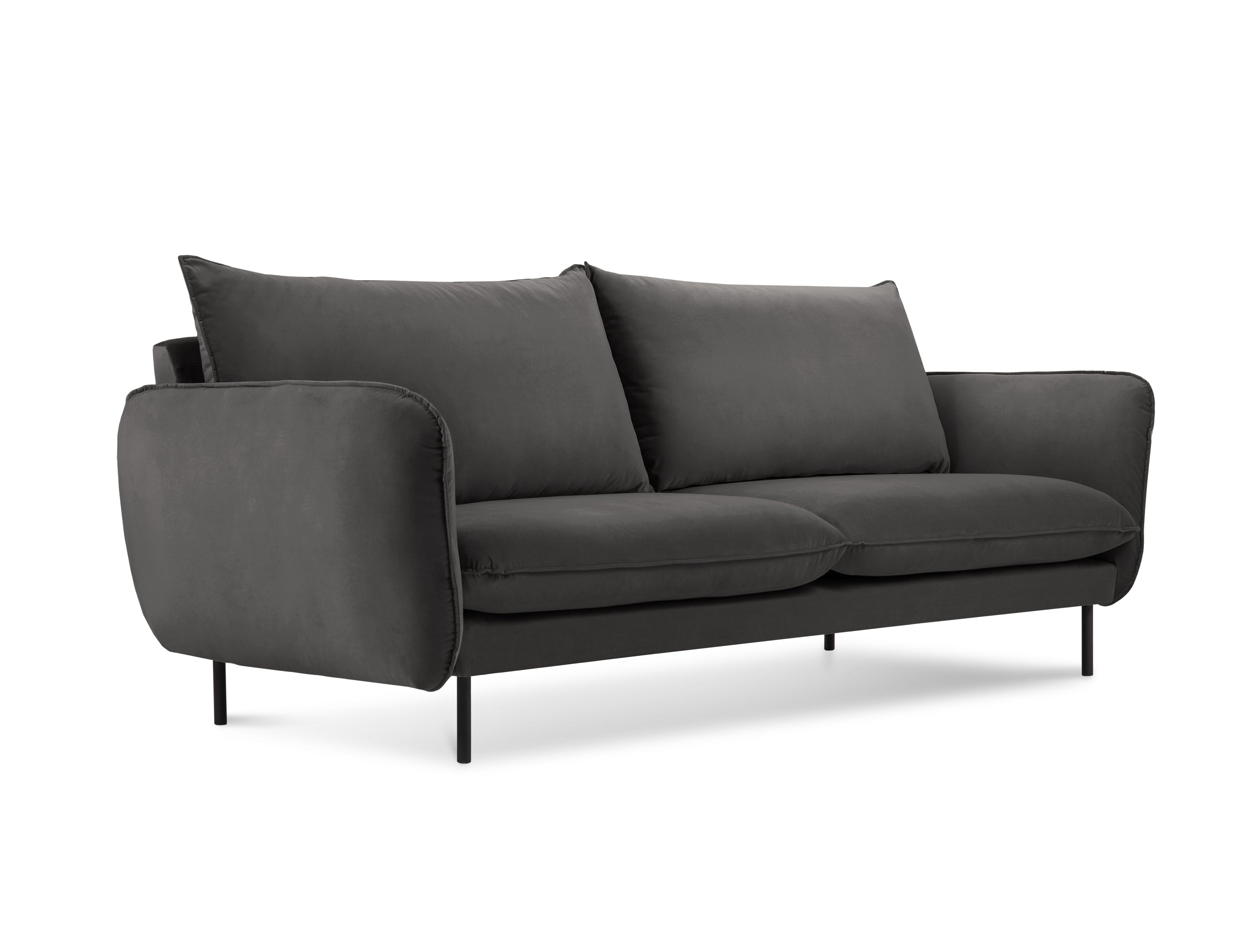 Sofa sametová 2-osobová VIENNA tmavě šedá s černým podstavcem