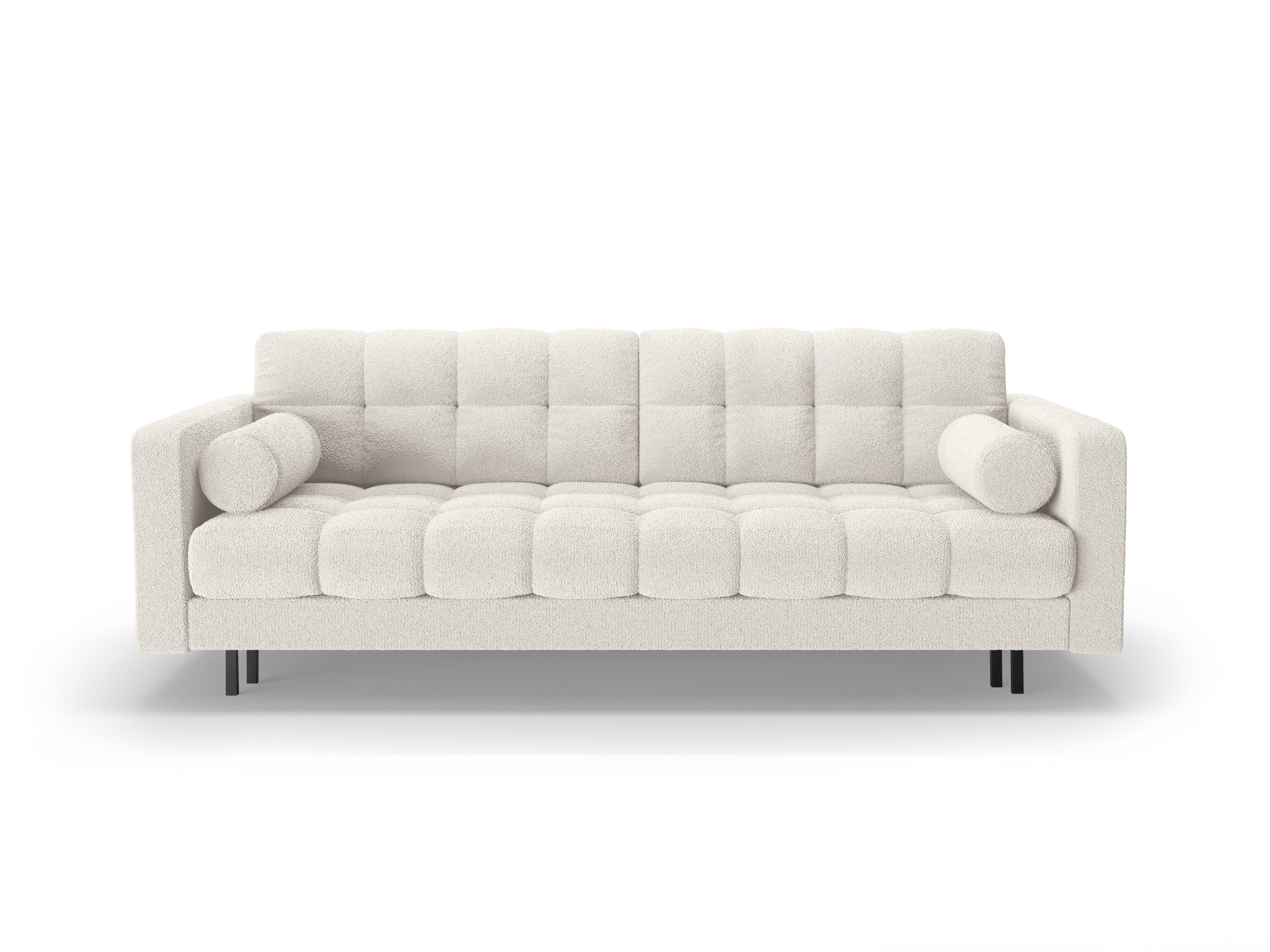 3-seater sofa with sleeping function BALI white bouclé with black base