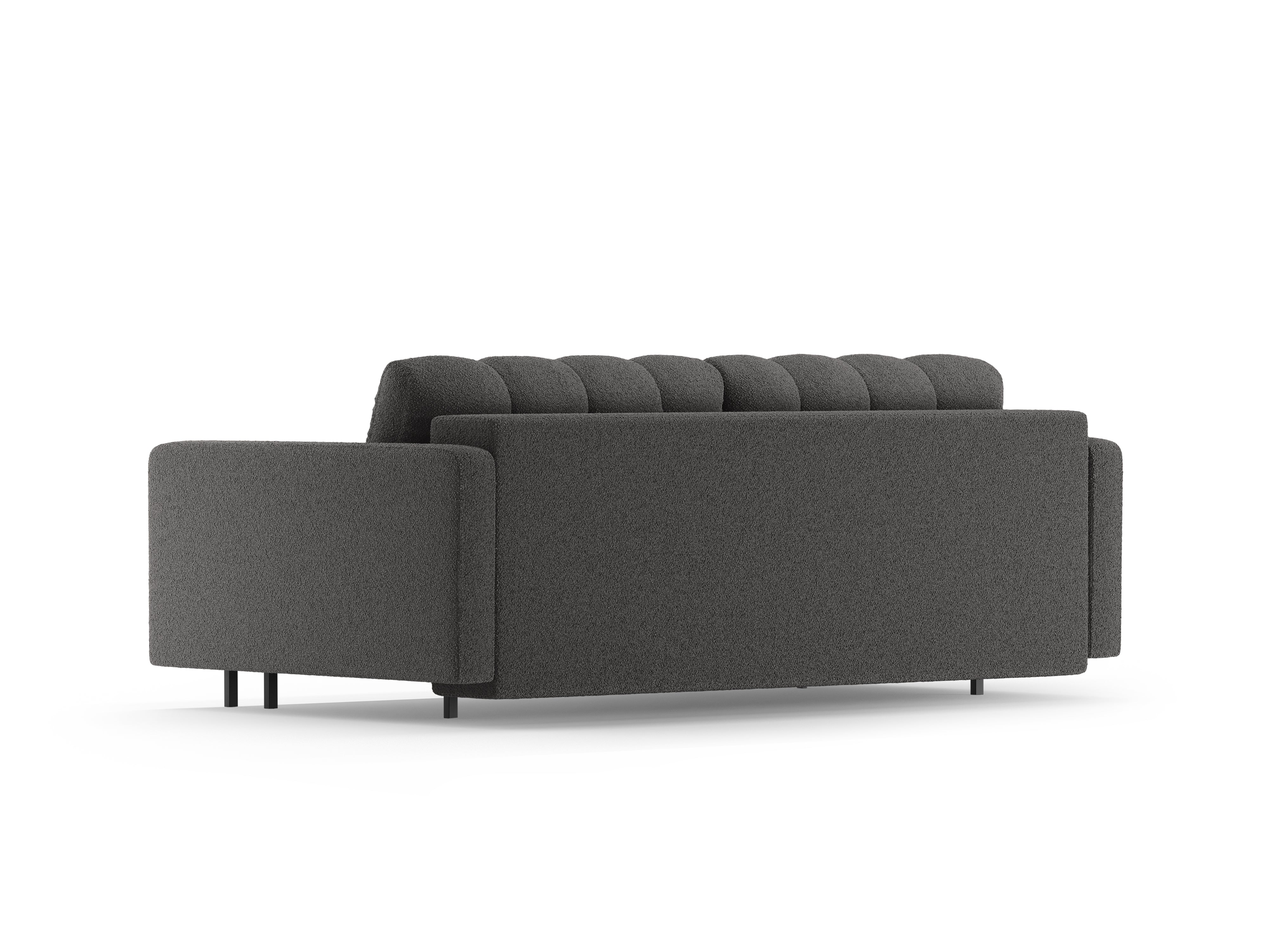 3-seater sofa with sleeping function BALI in dark gray bouclé with a black base