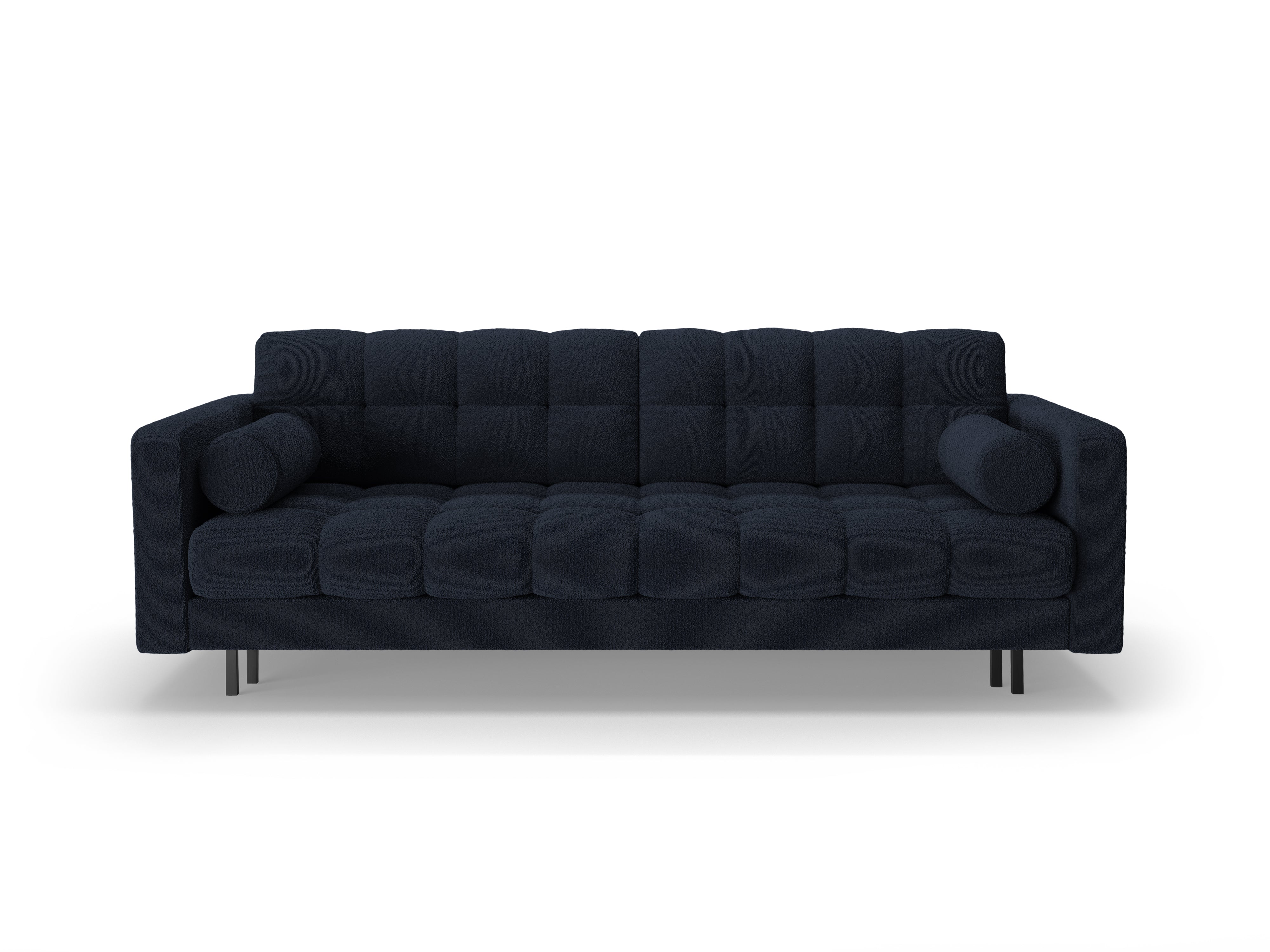 3-seater sofa with sleeping function BALI dark blue bouclé with black base