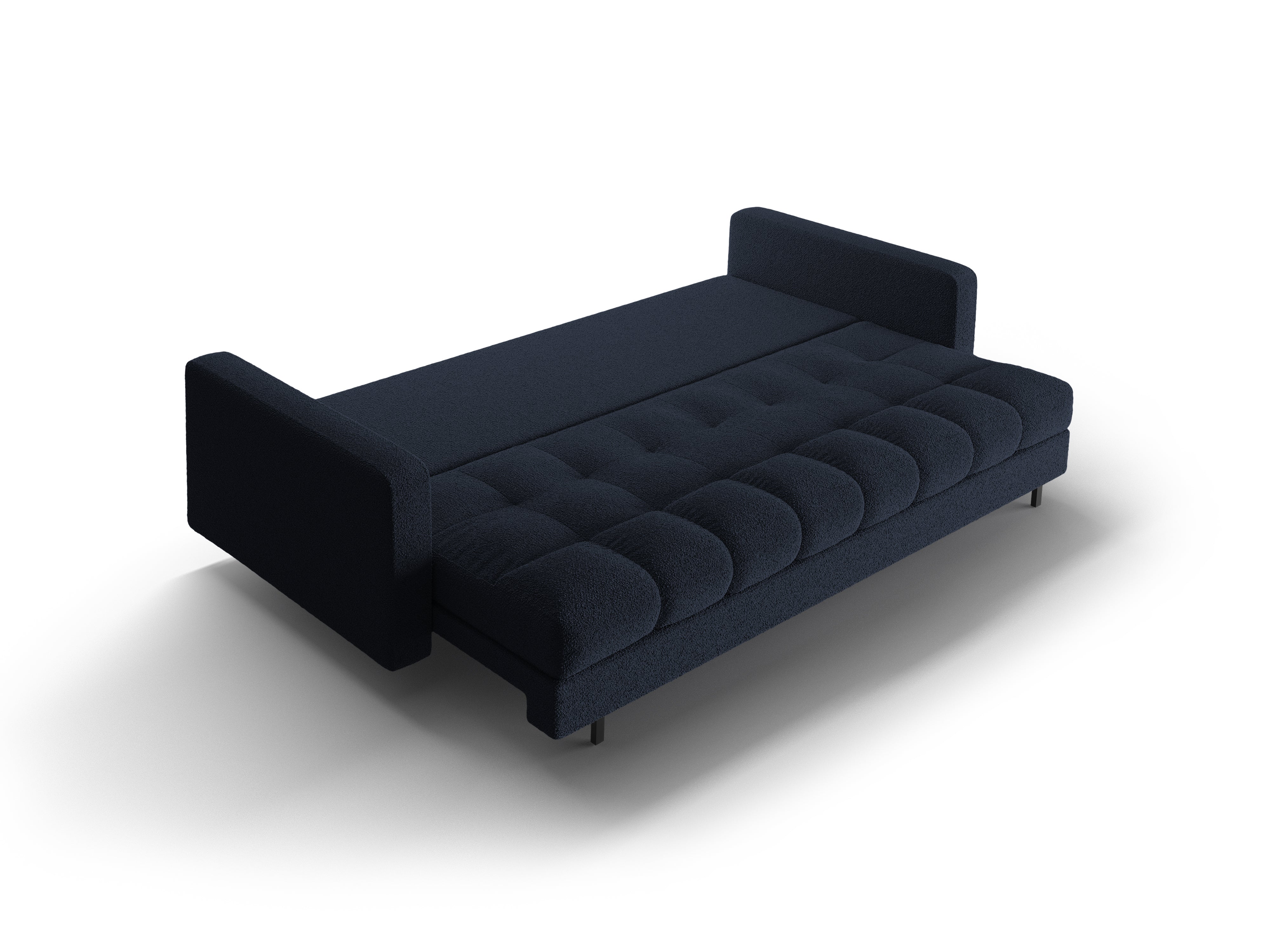 3-seater sofa with sleeping function BALI dark blue bouclé with black base