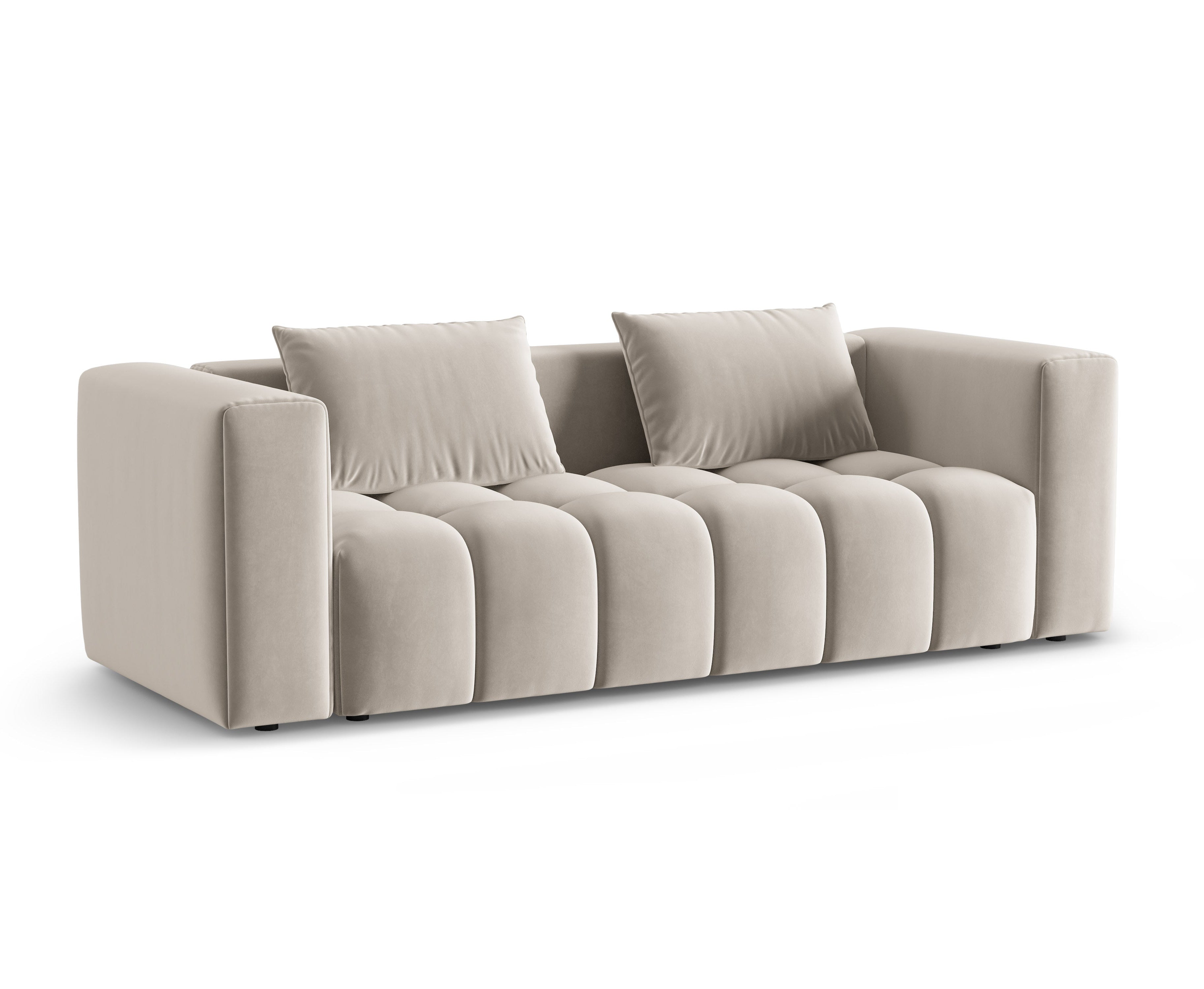 Sofa aksamitna 3-osobowa z funkcją spania VERONA ecru – Cosmopolitan Design