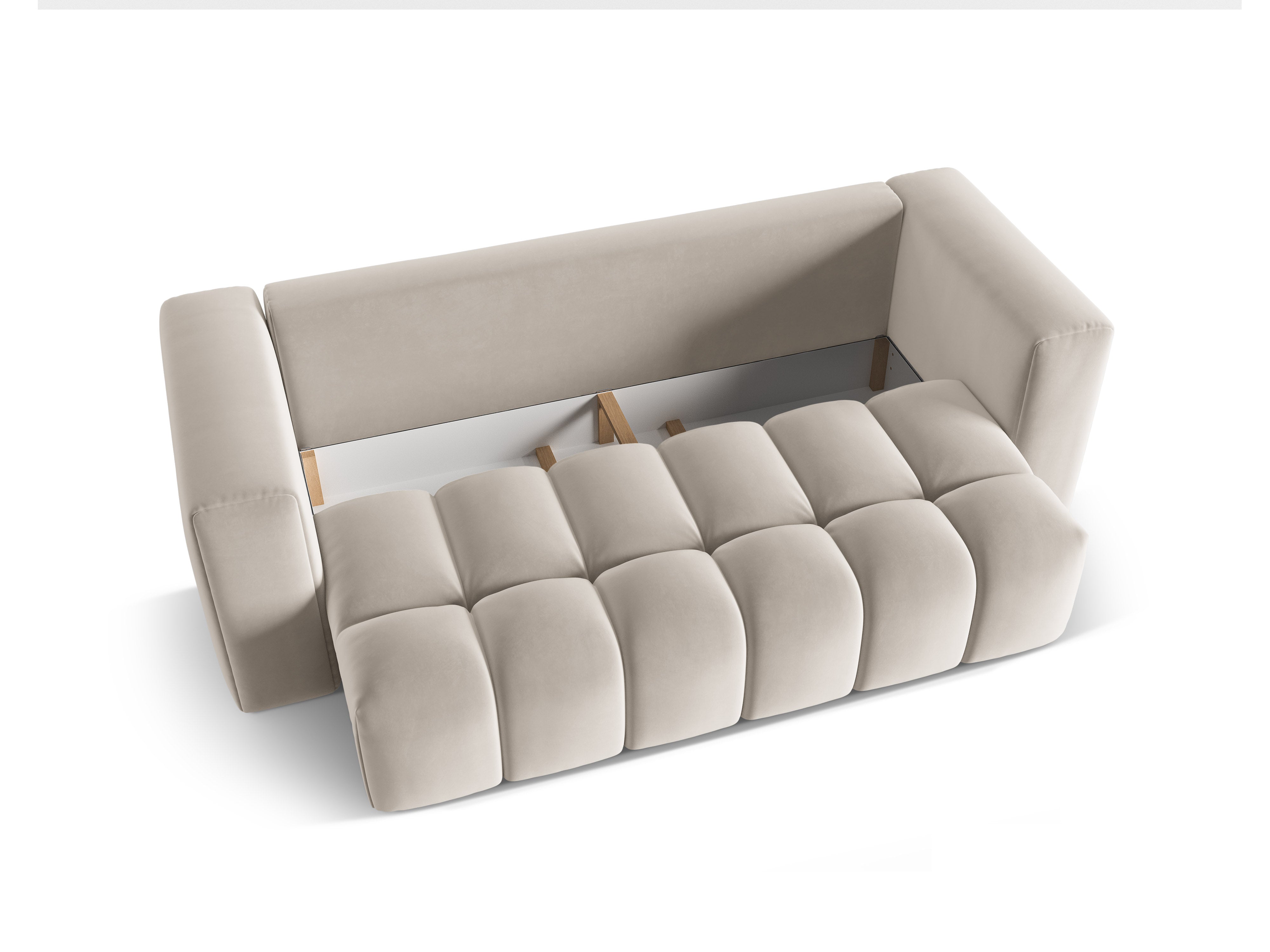 Sofa aksamitna 3-osobowa z funkcją spania VERONA ecru – Cosmopolitan Design