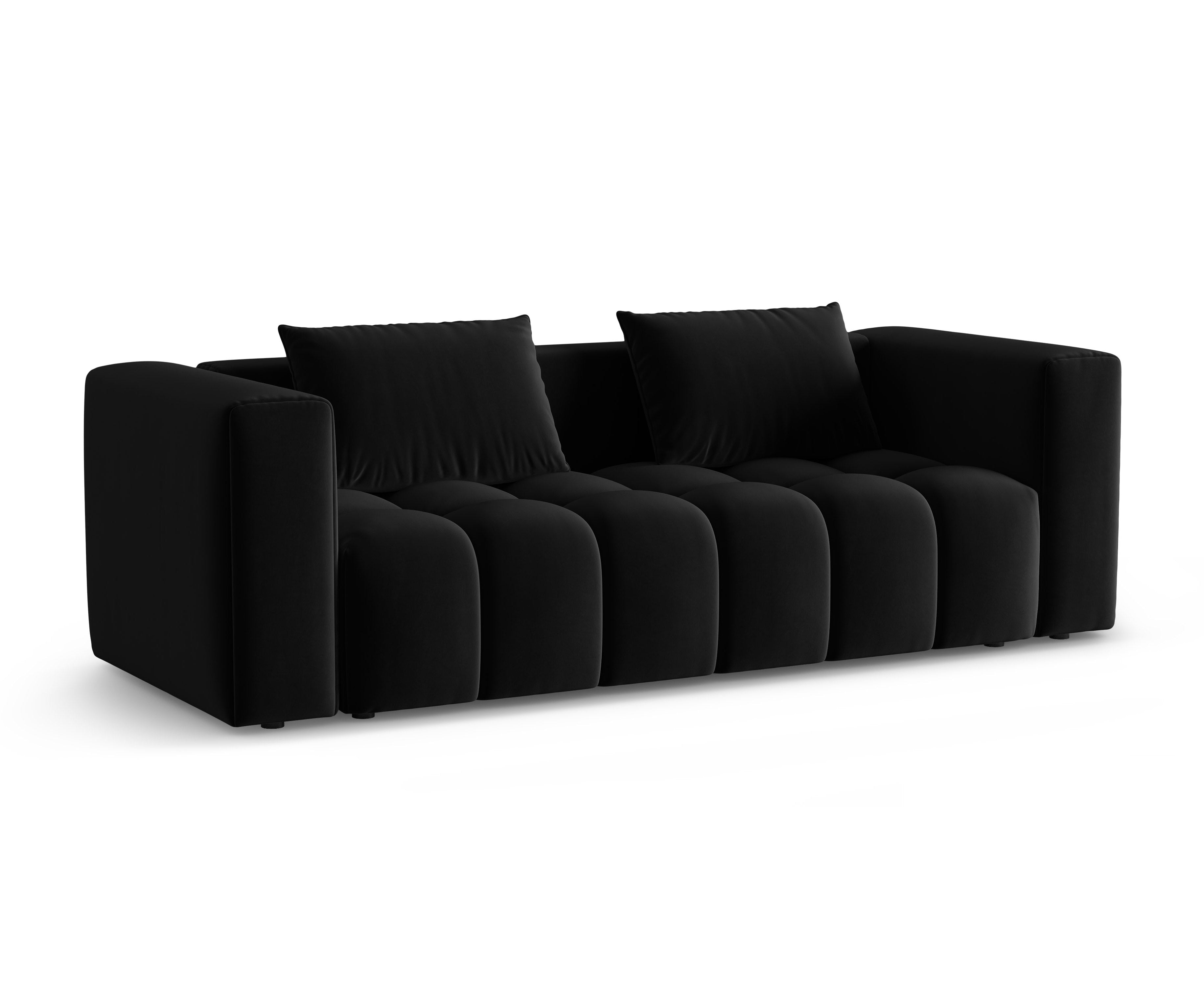 Sofa aksamitna 3-osobowa z funkcją spania VERONA czarny – Cosmopolitan Design