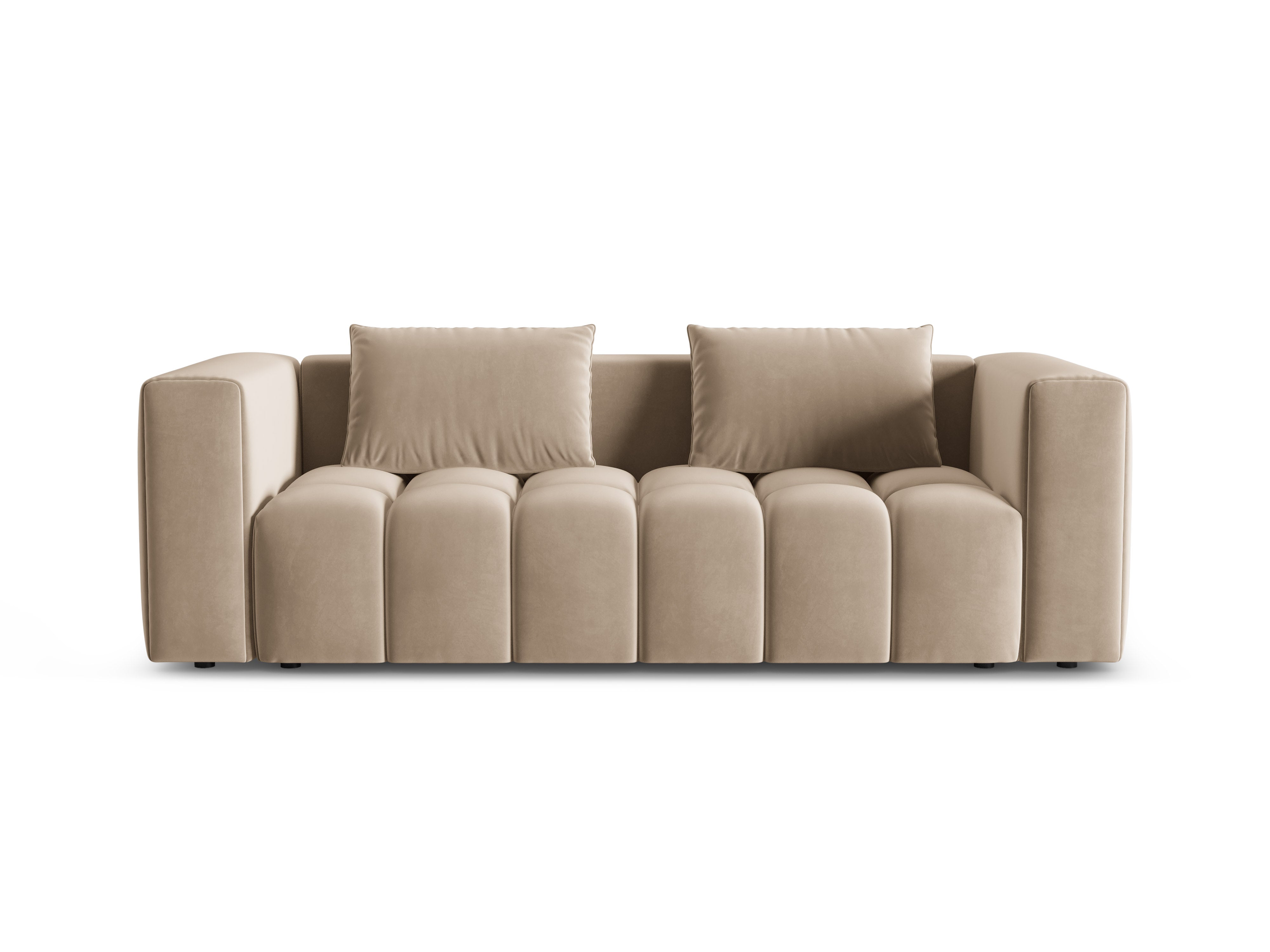 Sofa aksamitna 3-osobowa z funkcją spania VERONA piaskowy – Cosmopolitan Design