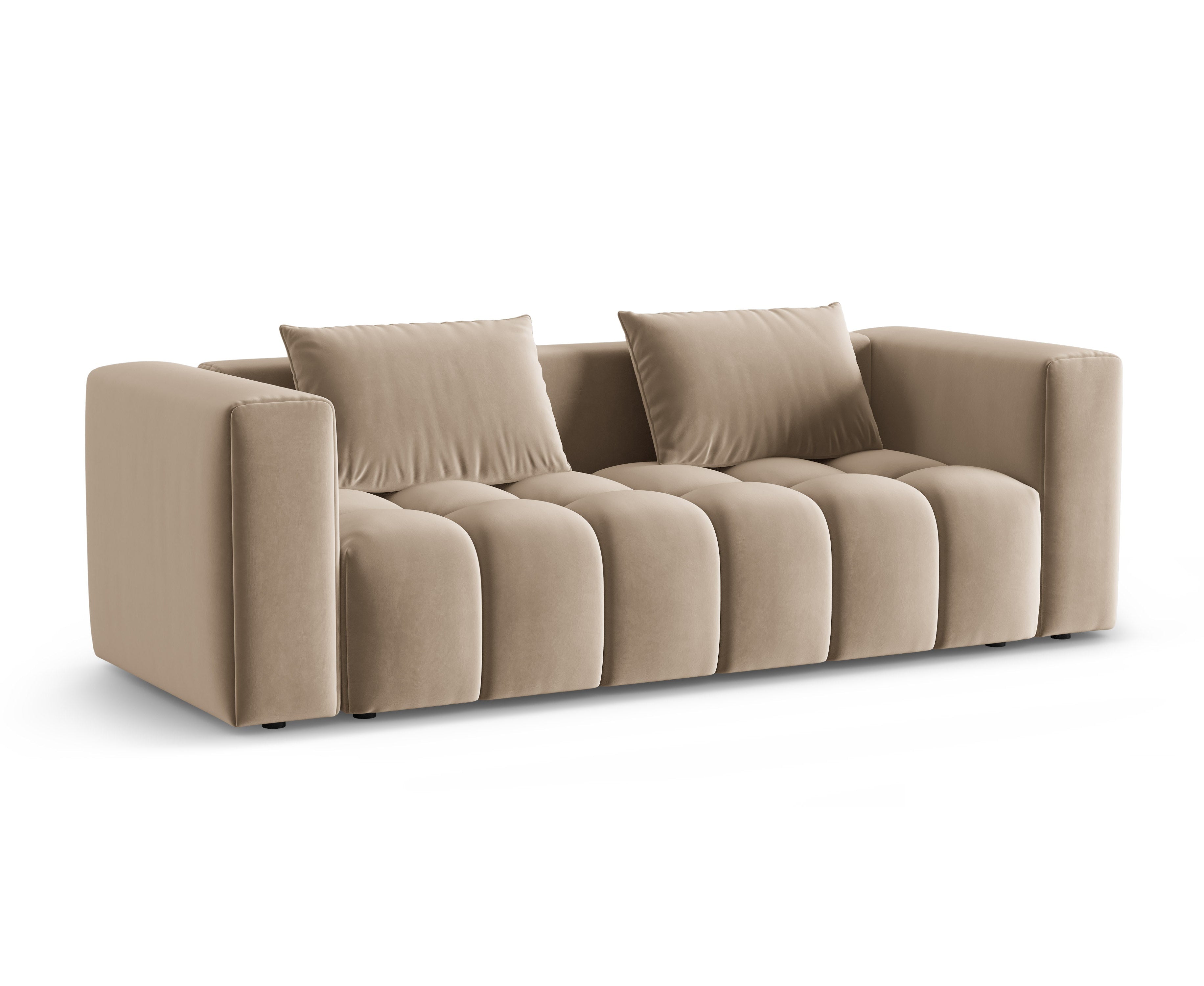 Sofa aksamitna 3-osobowa z funkcją spania VERONA piaskowy – Cosmopolitan Design