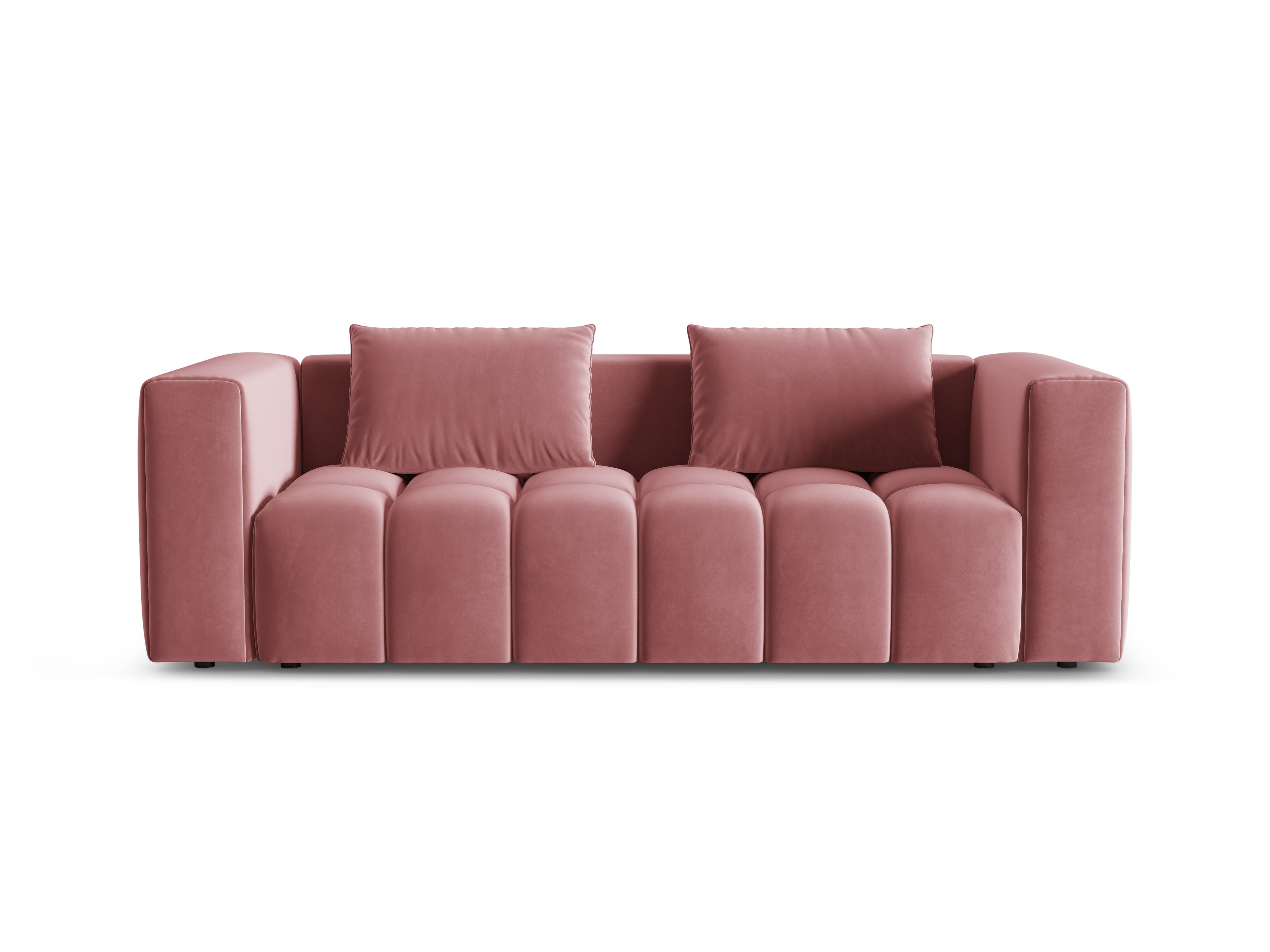 Sofa aksamitna 3-osobowa z funkcją spania VERONA różowy flamingo – Cosmopolitan Design