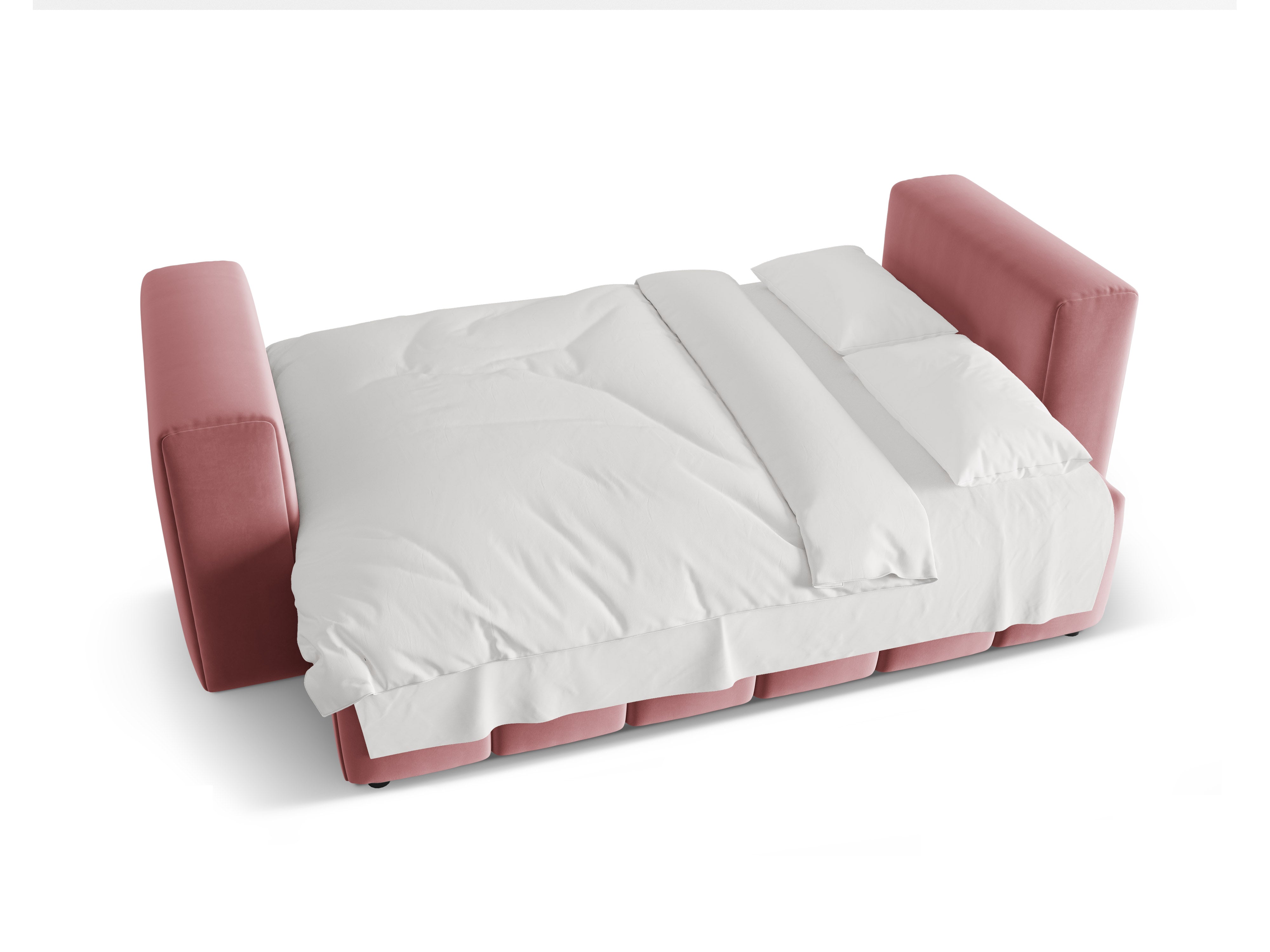 Sofa aksamitna 3-osobowa z funkcją spania VERONA różowy flamingo – Cosmopolitan Design