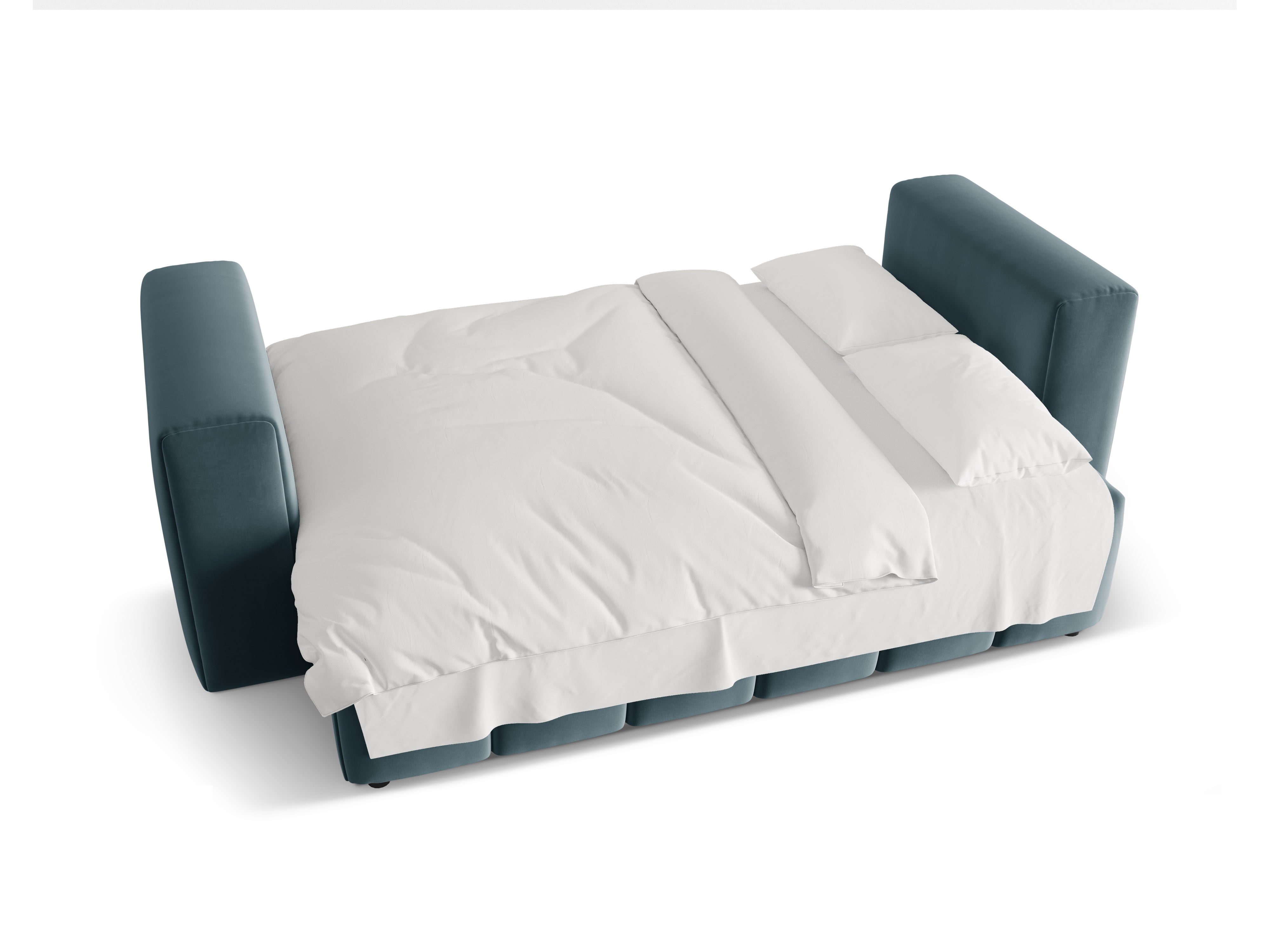 Sofa aksamitna 3-osobowa z funkcją spania VERONA niebieski