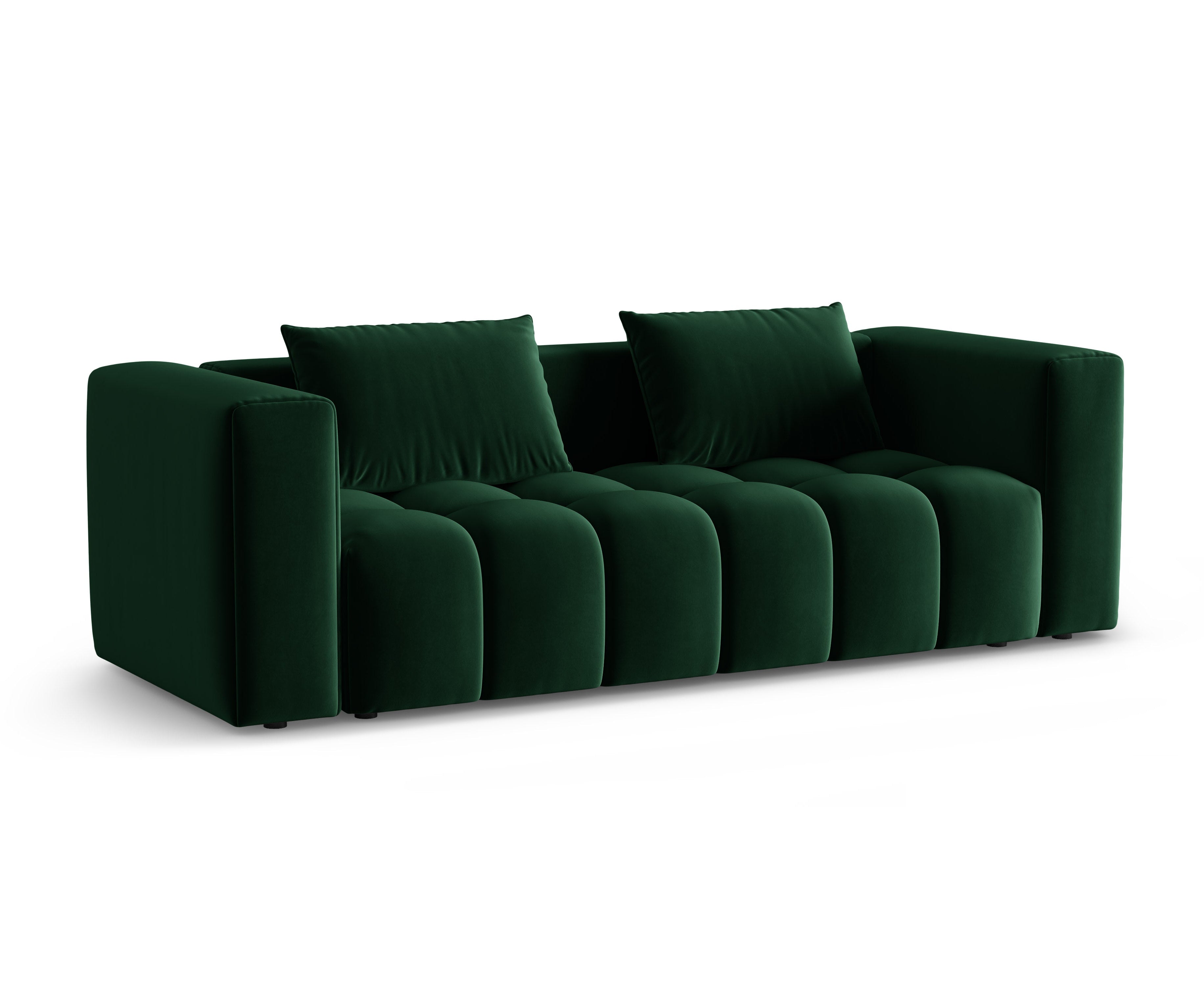 Sofa aksamitna 3-osobowa z funkcją spania VERONA butelkowy zielony – Cosmopolitan Design