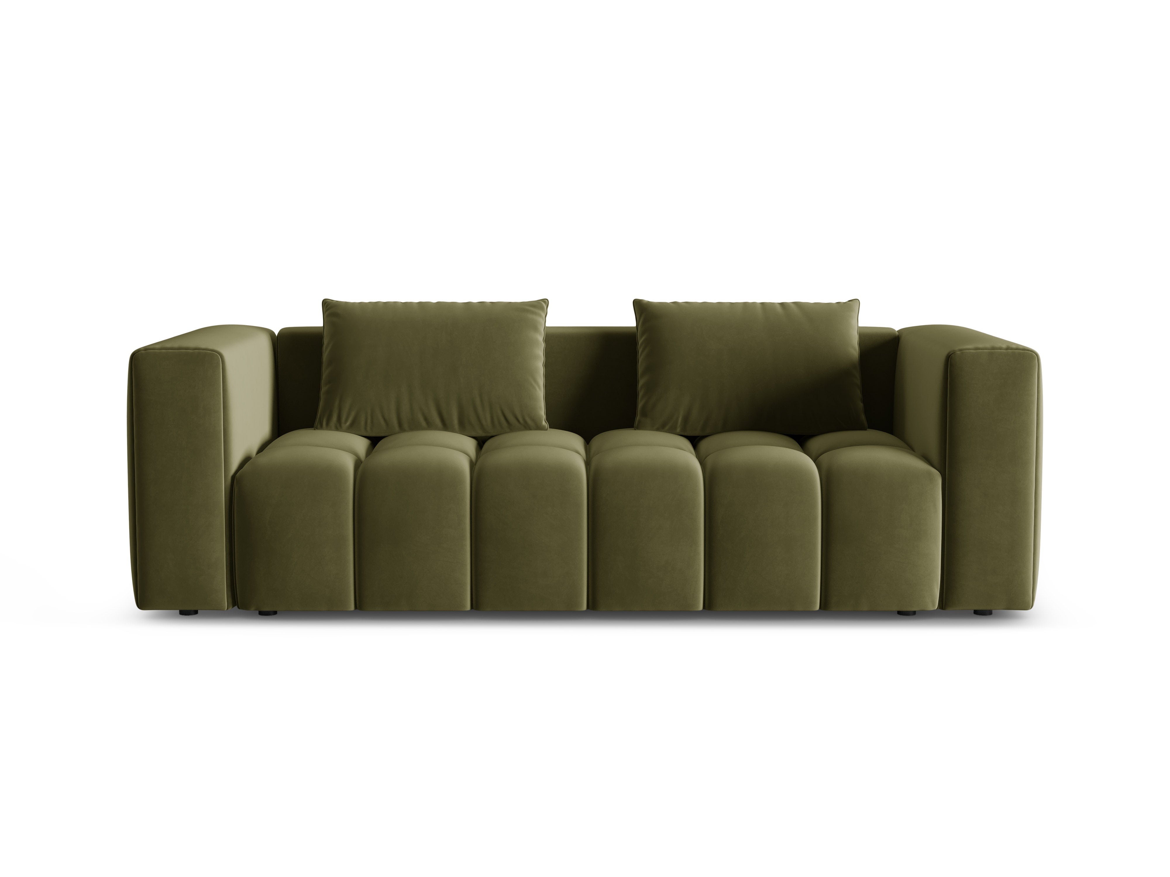 Sofa aksamitna 3-osobowa z funkcją spania VERONA jasny zielony – Cosmopolitan Design