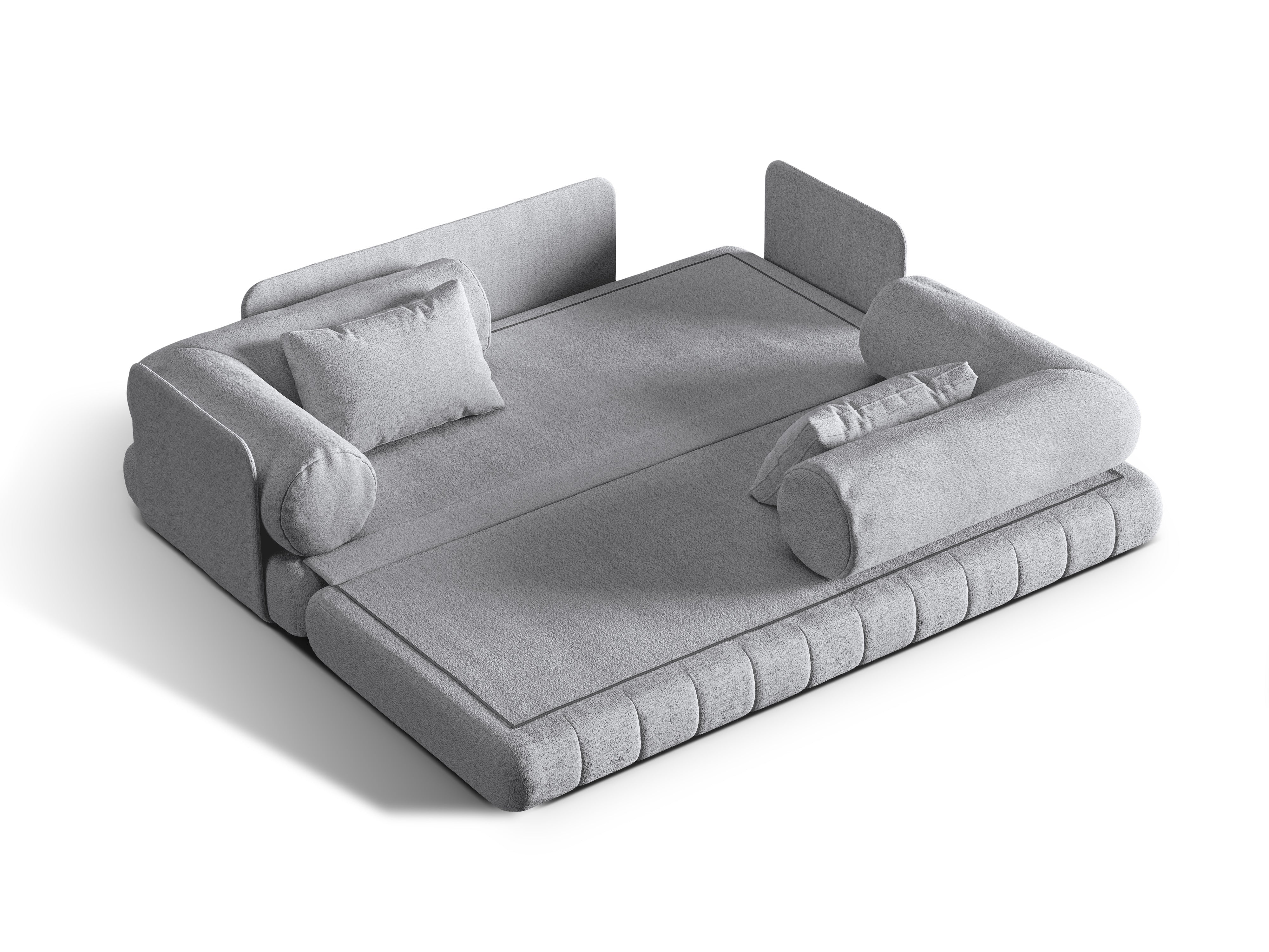 3-seater sofa with sleeping function KEMI light gray bouclé