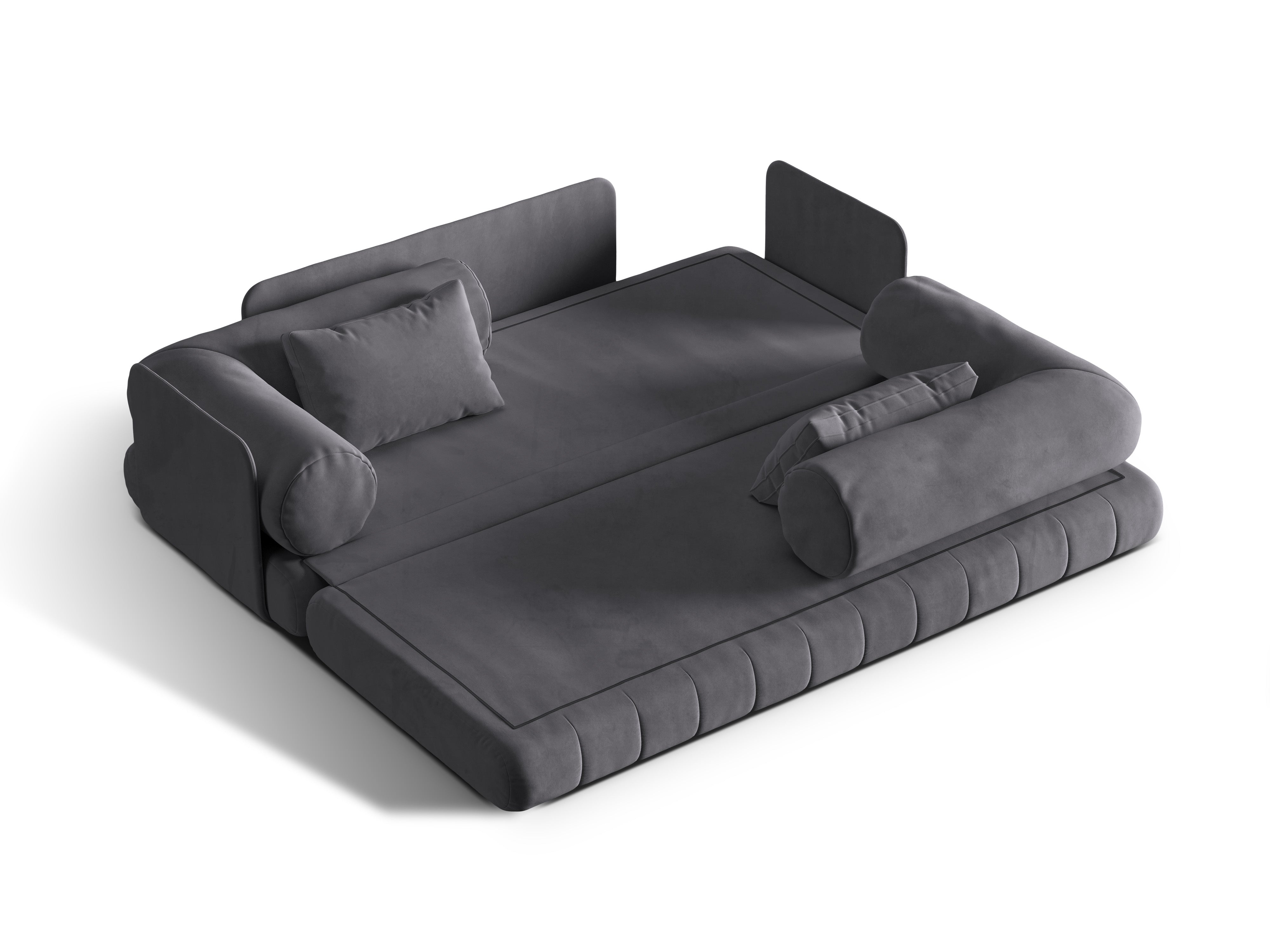 Velvet 3-Seater Sofa with Sleeping Function KEMI Dark Gray