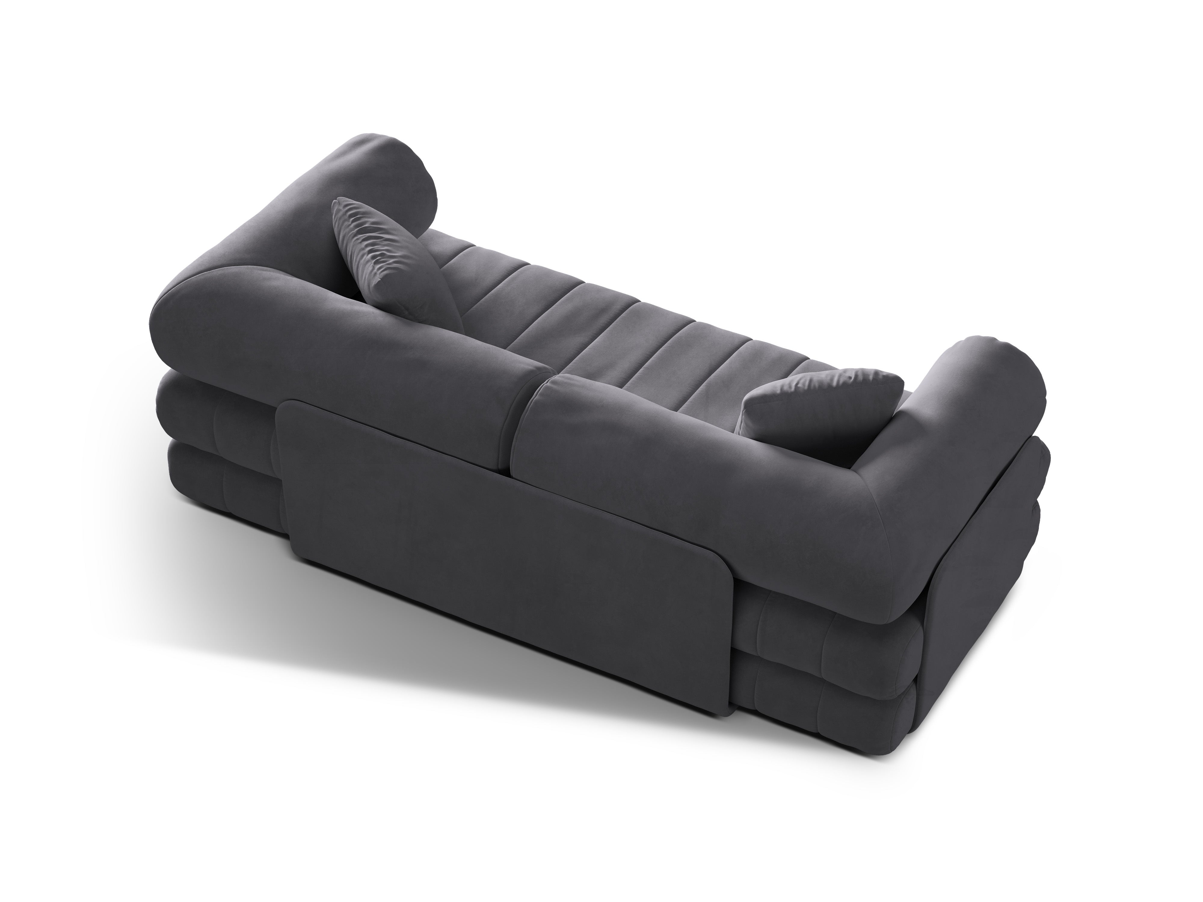 Velvet 3-Seater Sofa with Sleeping Function KEMI Dark Gray