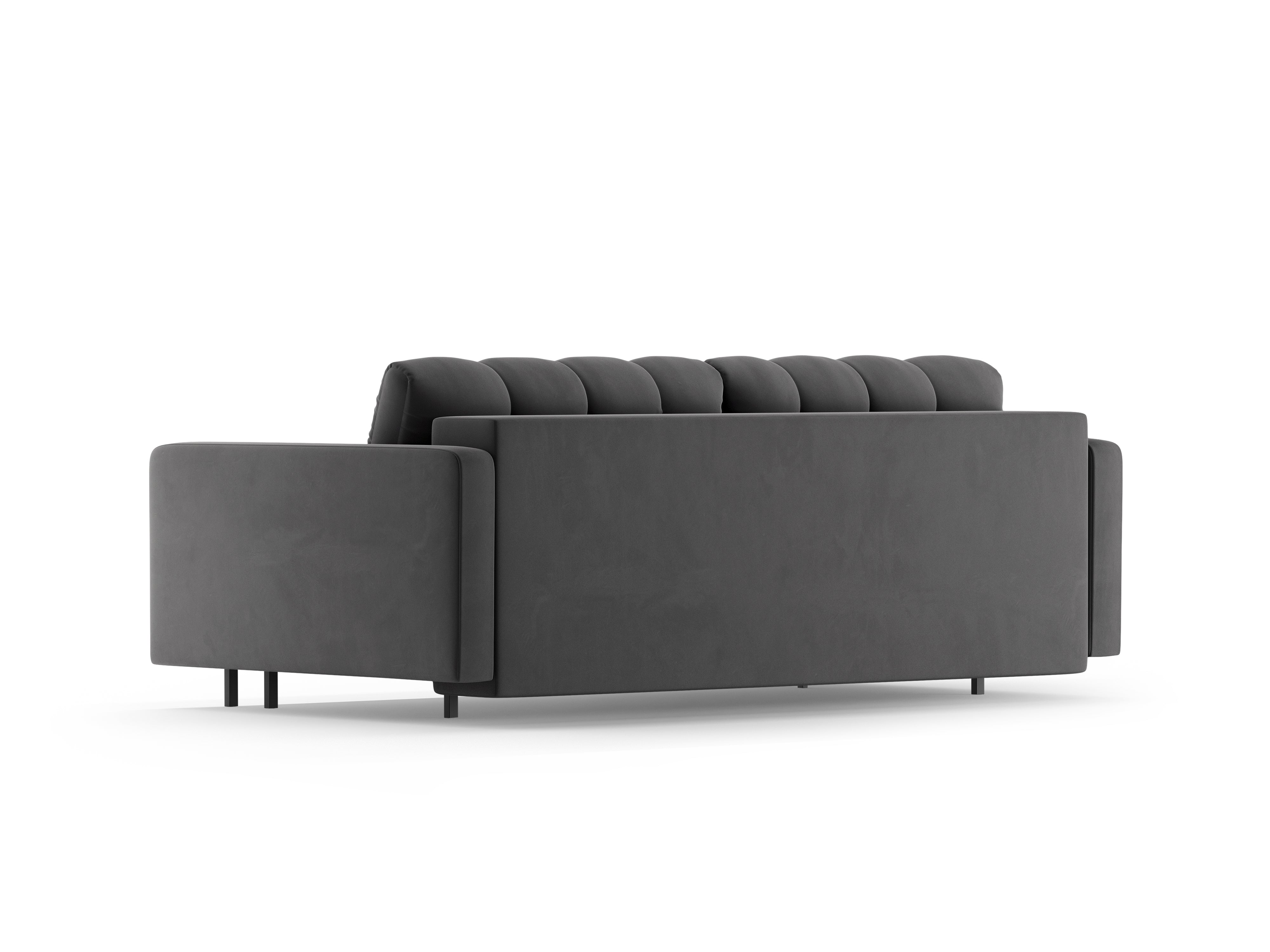 Gray velvet 3-seater sofa with sleeping function BALI with a black base