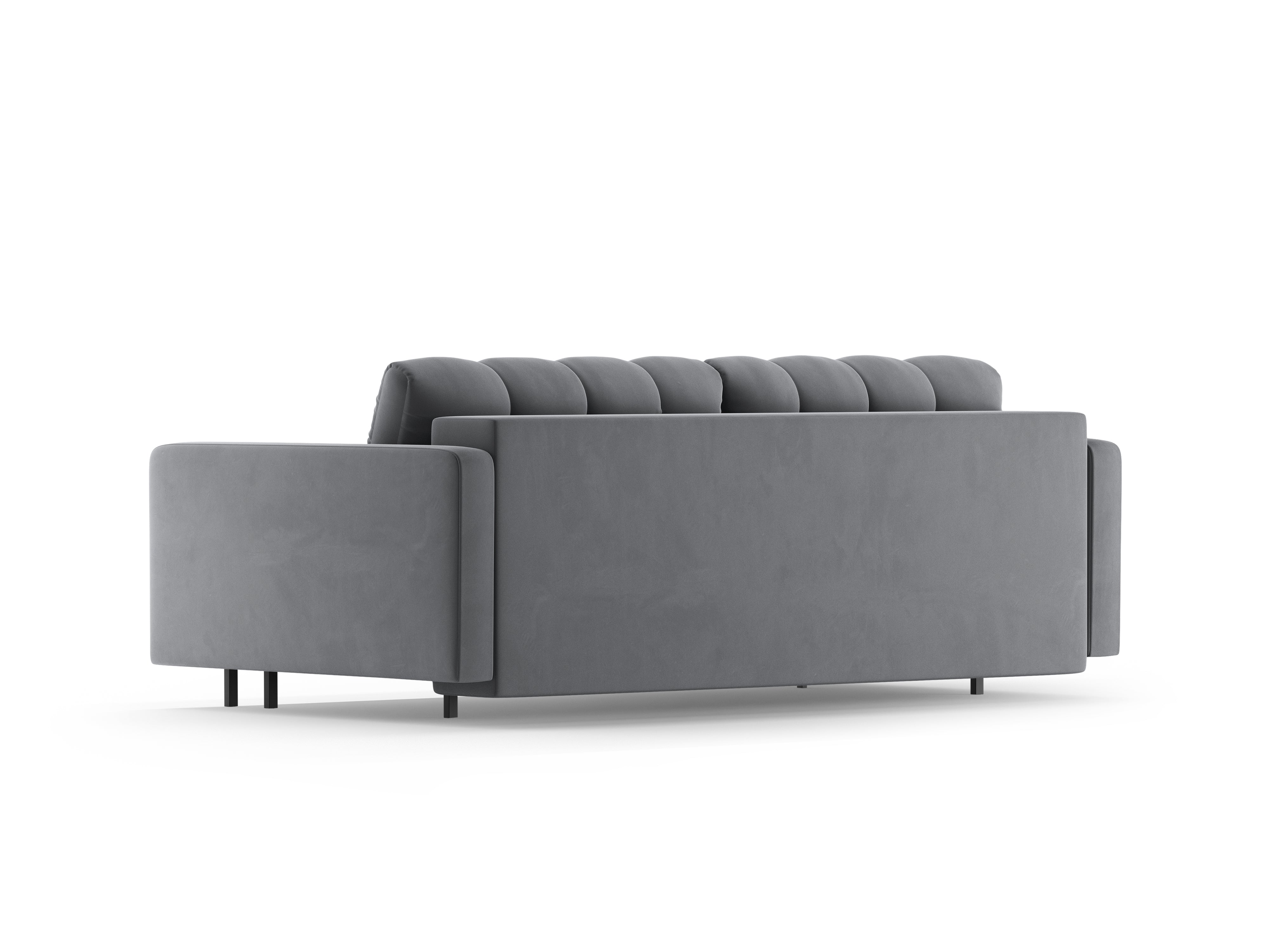 3-seater velvet sofa with sleeping function BALI light gray with black base
