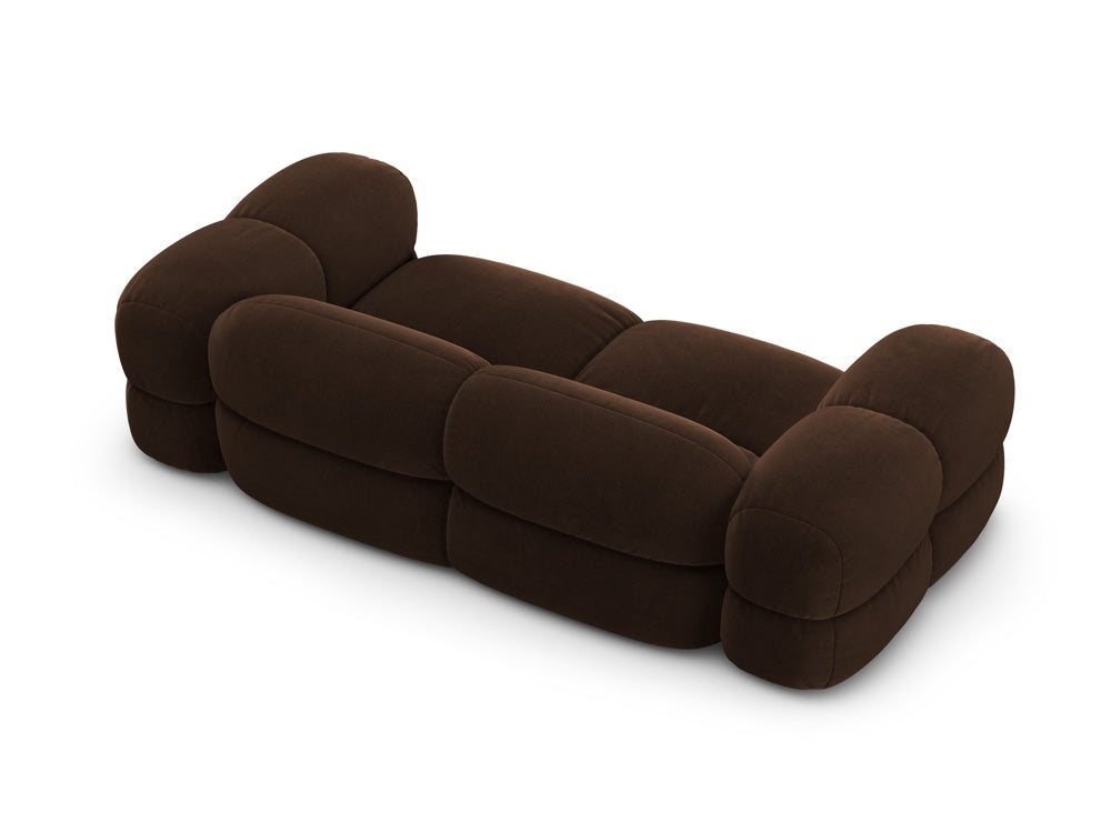 Sofa pro 3 osoby sametová LORETTO čokoládová