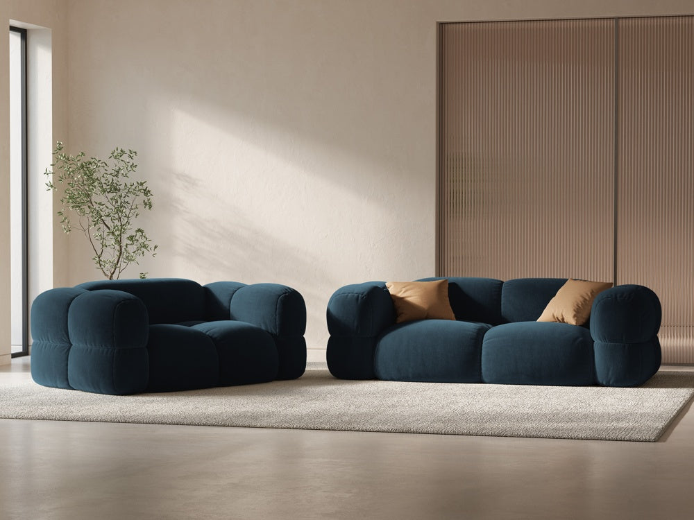 3-seater velvet sofa LORETTO petrol